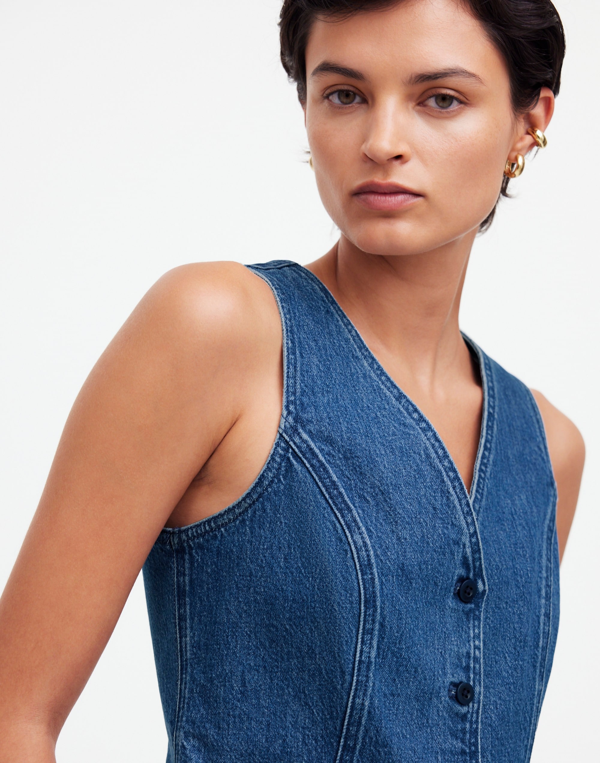 Denim Fitted Vest Medium Indigo Wash | Madewell