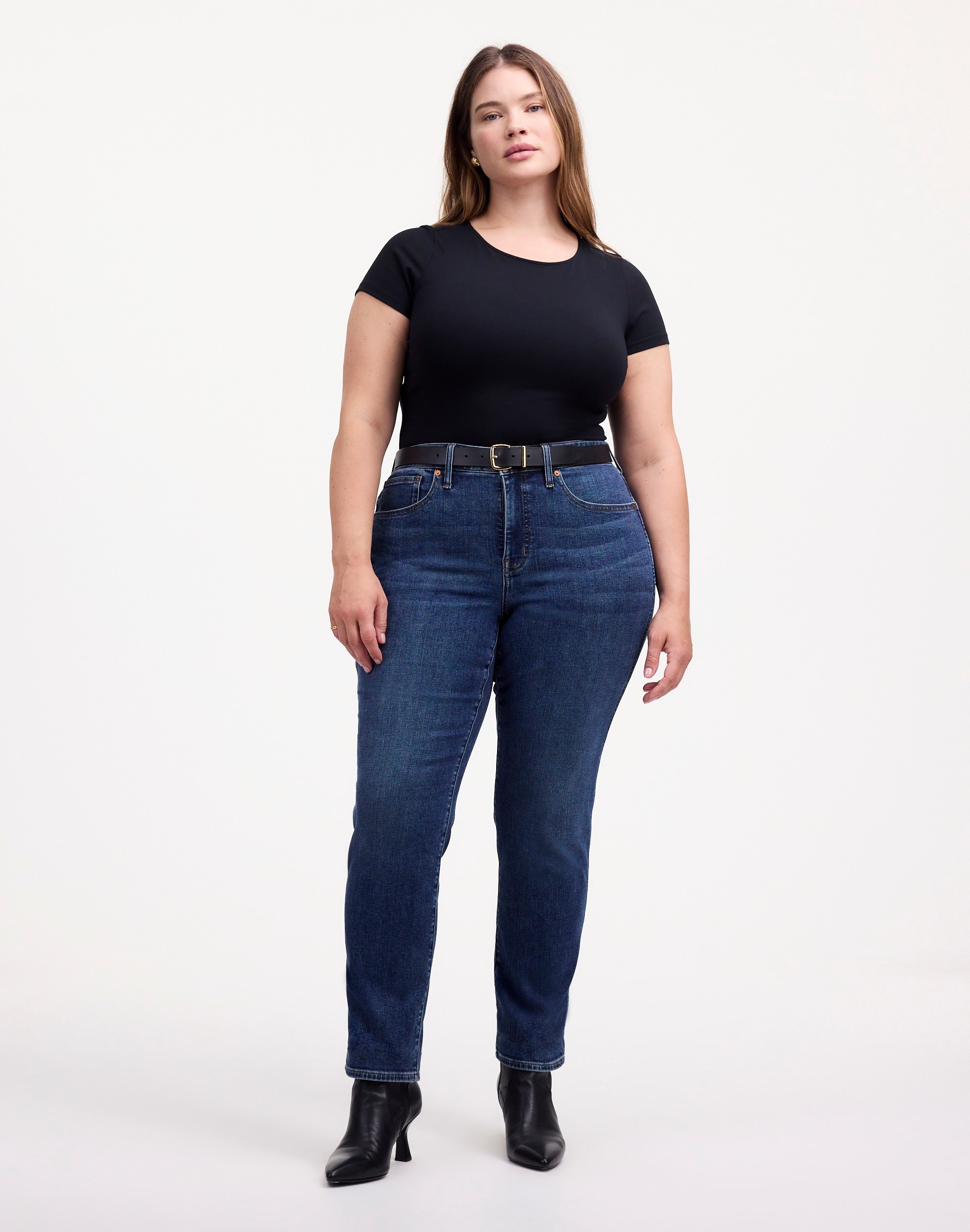 Plus Curvy Mid-Rise Stovepipe Jeans Deming Wash | Madewell