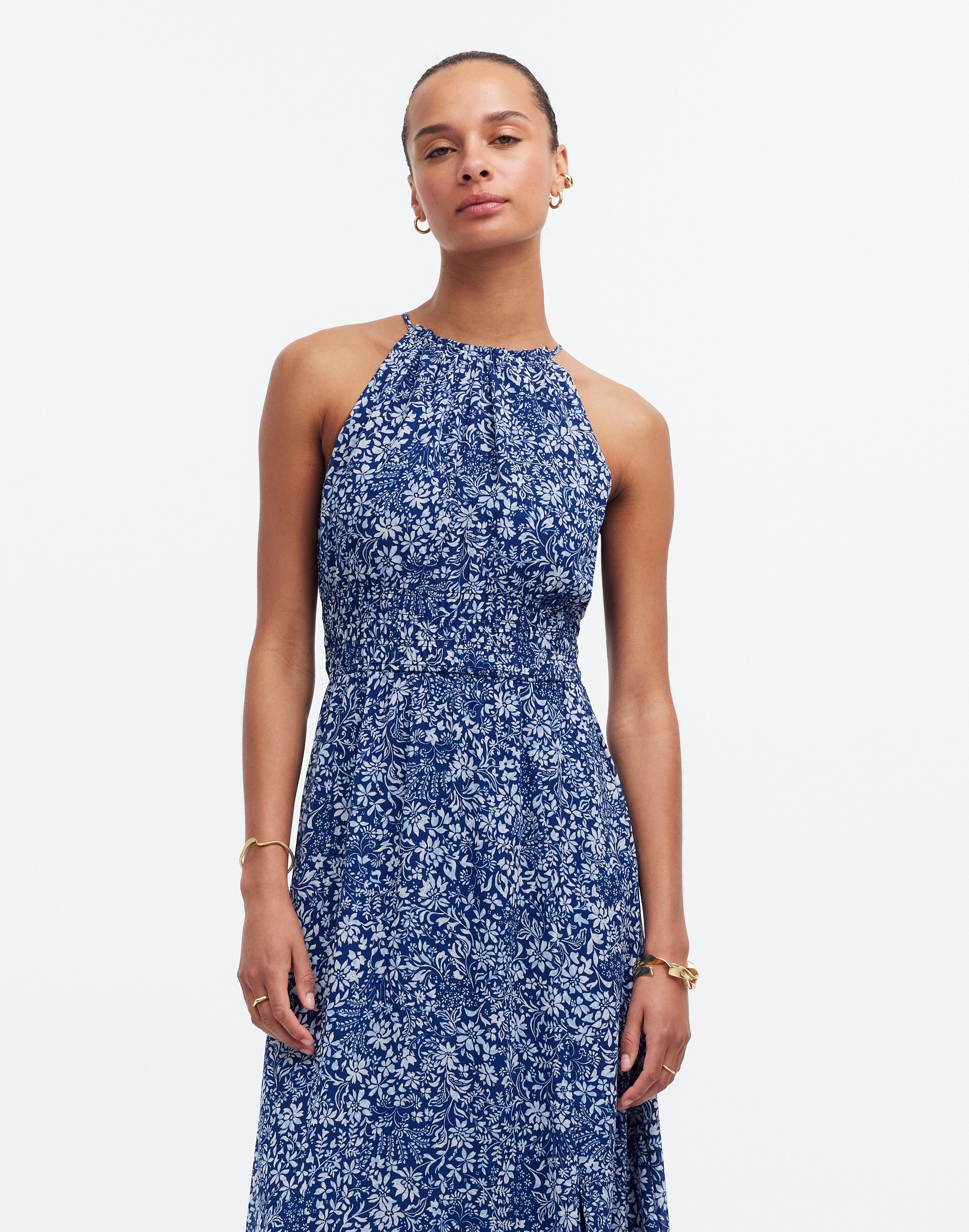 Smocked Halter Midi Dress Floral | Madewell