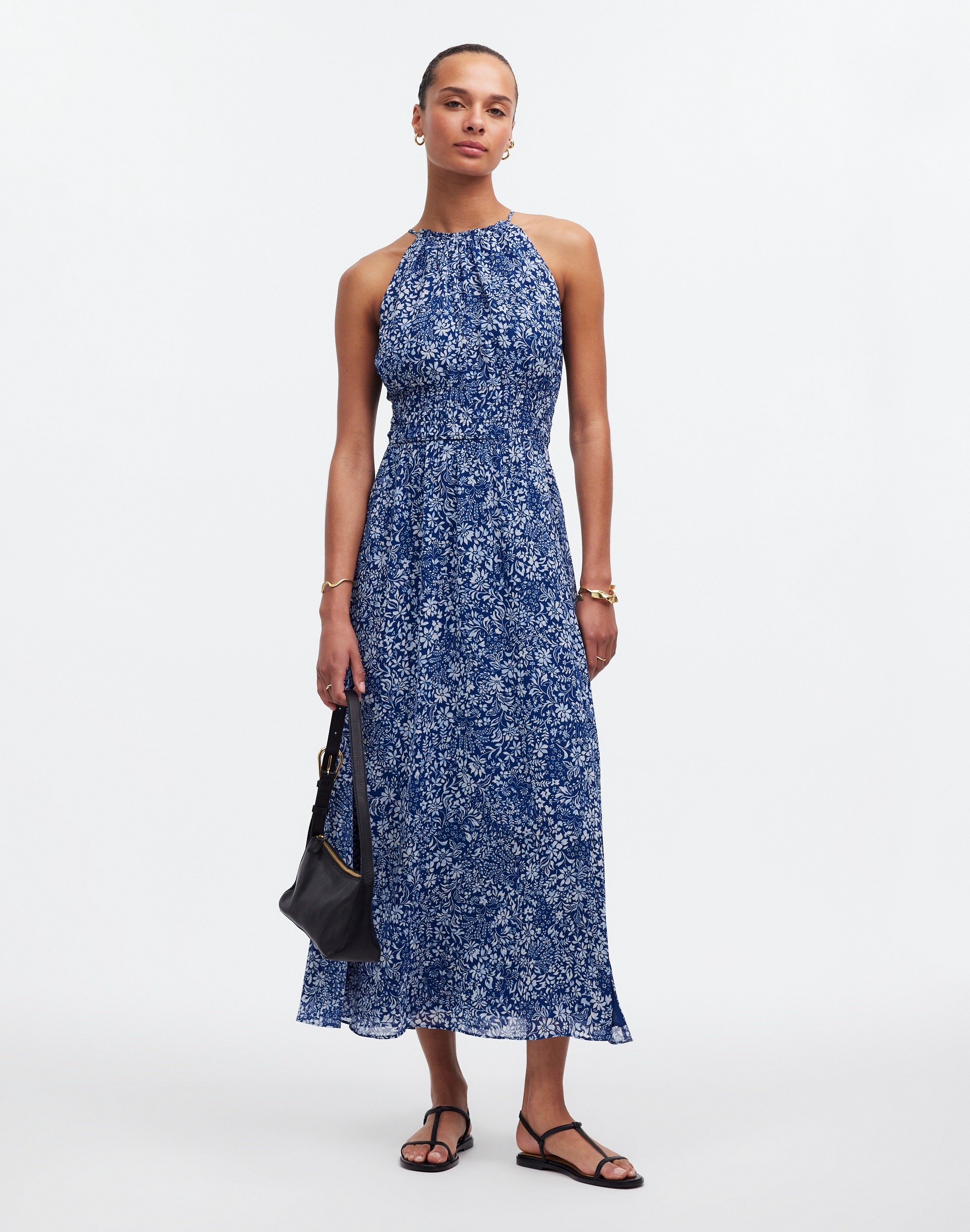 Smocked Halter Midi Dress in Floral | Madewell