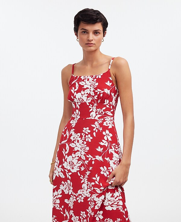 Square-Neck Tank Dress in Floral