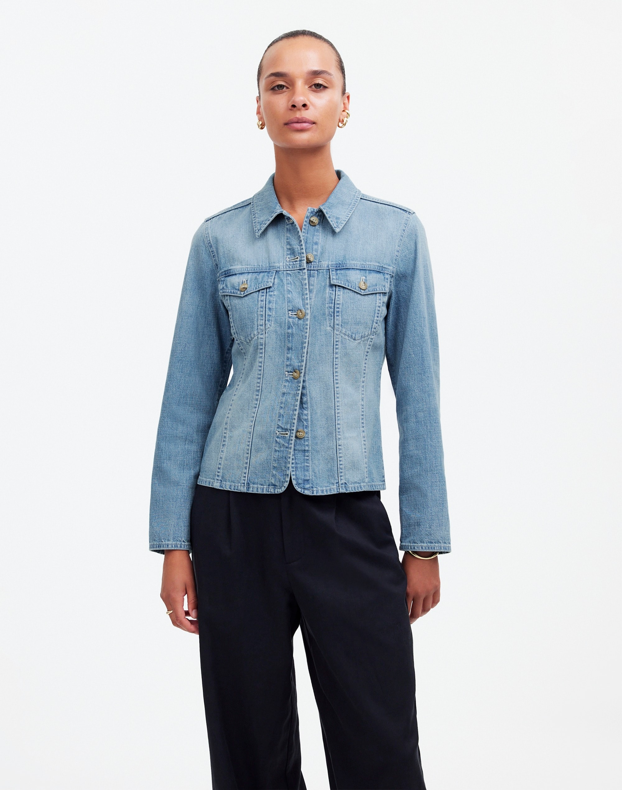 Mw Denim Shirt-jacket In Sanwald Wash