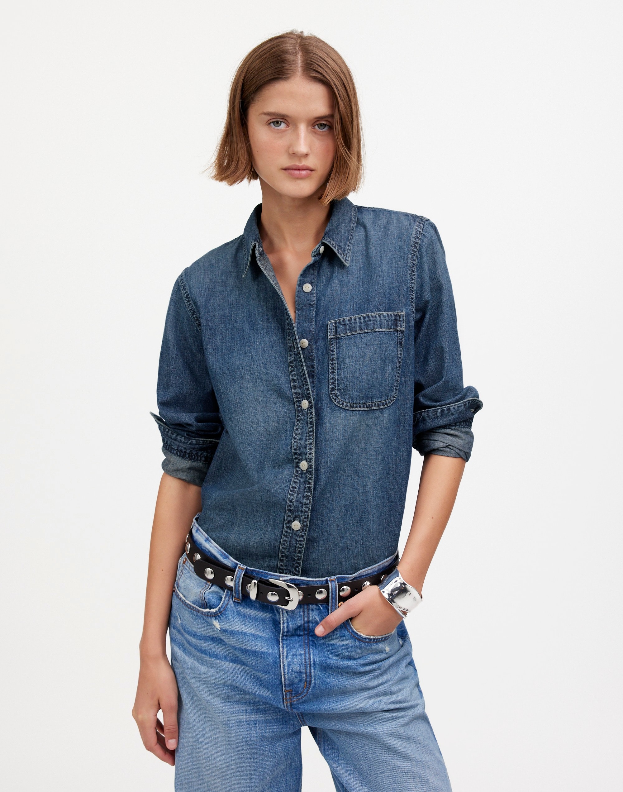 Denim Tuckable Button-Up Shirt in Hillsborough Wash | Madewell