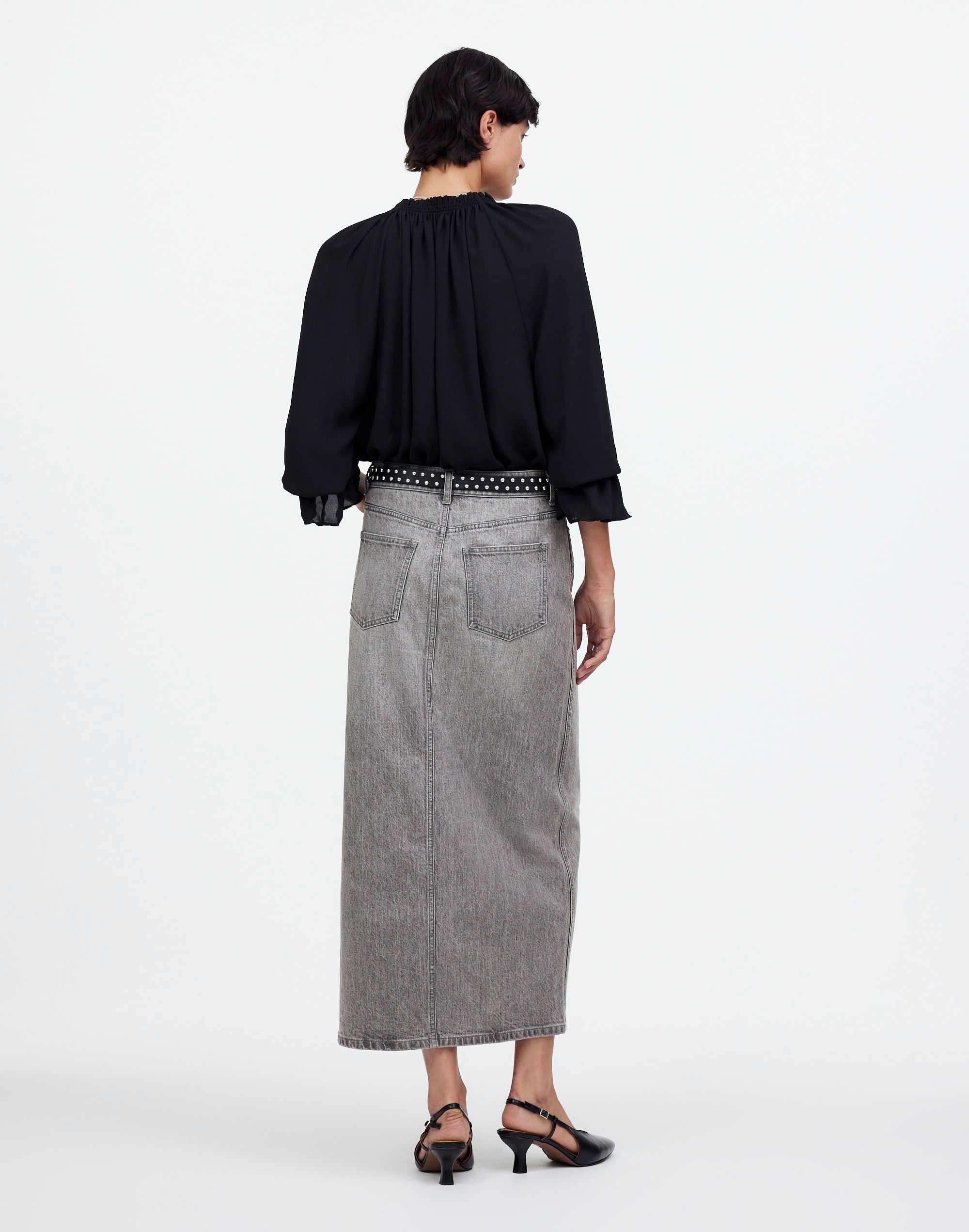 Denim Side-Slit Midi Skirt Hallandale Wash | Madewell