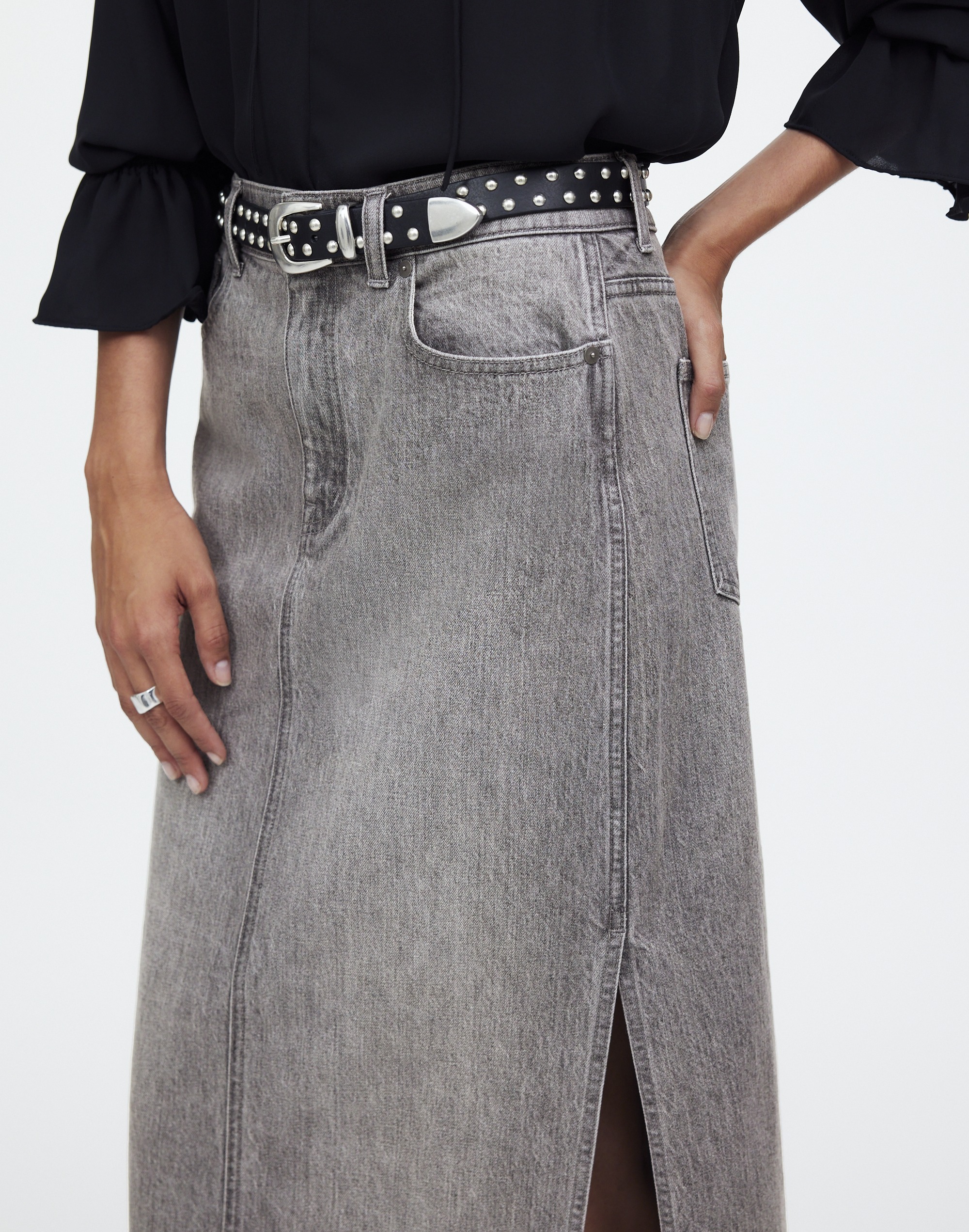 Denim Side-Slit Midi Skirt Hallandale Wash | Madewell