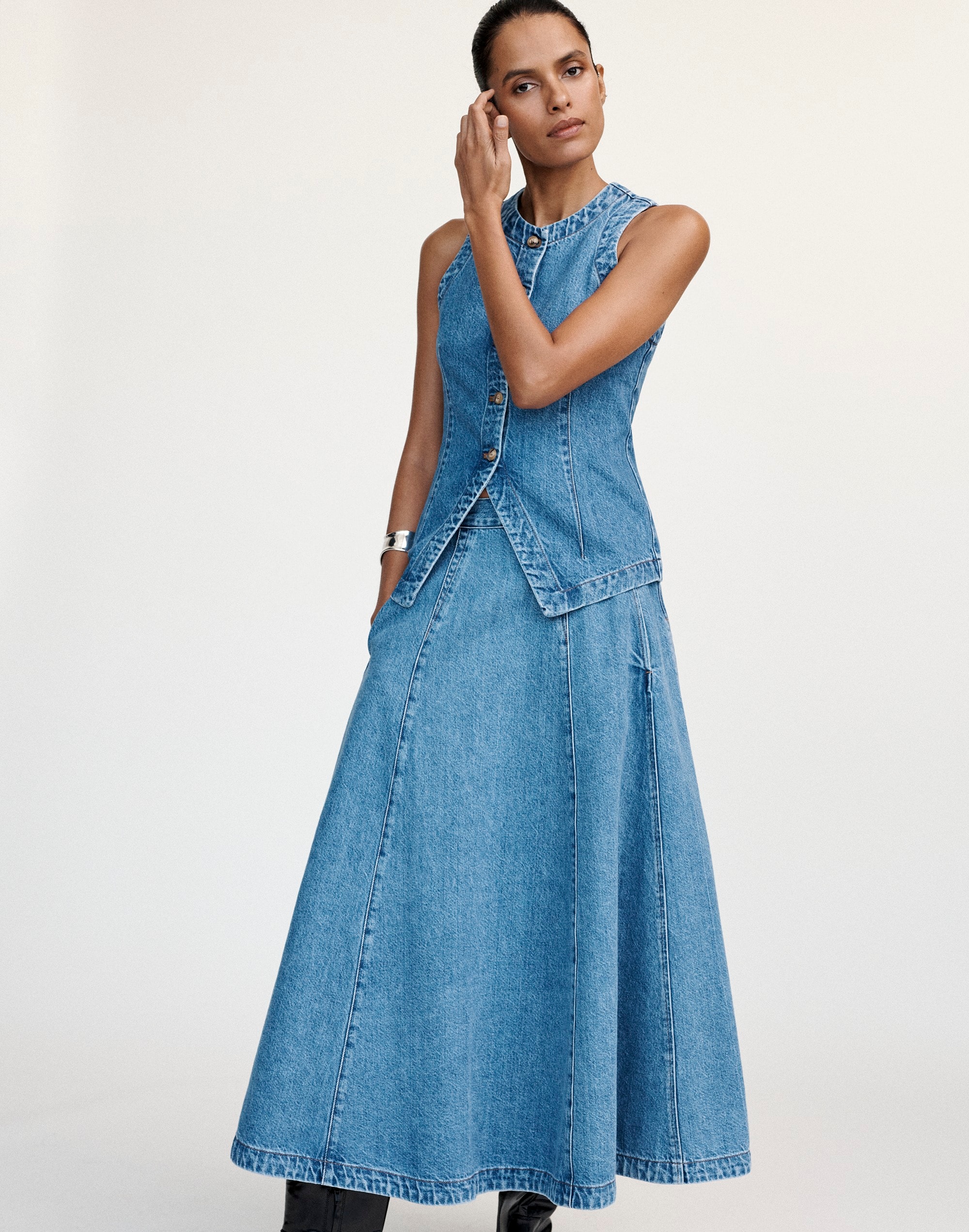 Denim Circle Midi Skirt Java Wash | Madewell