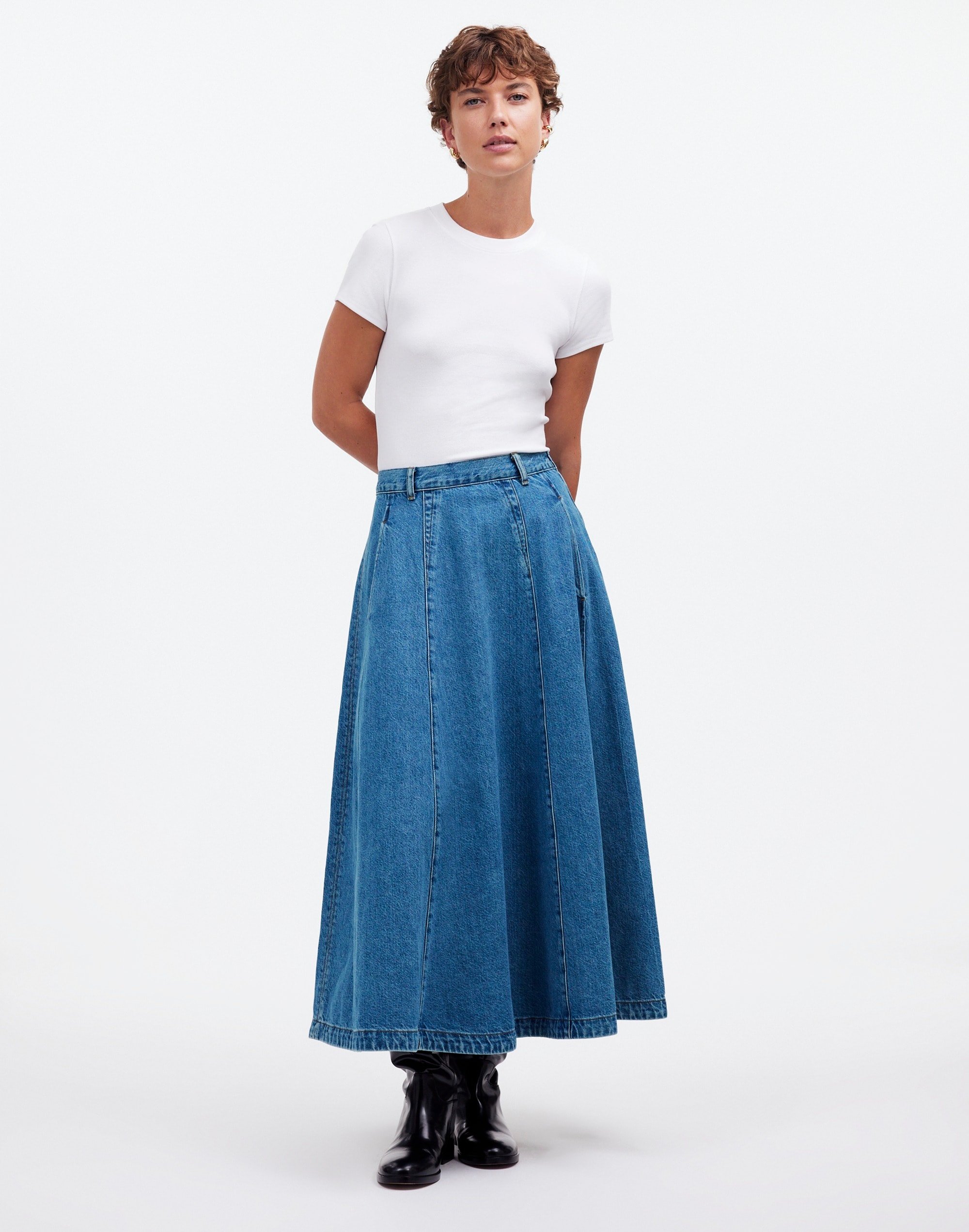 Denim Circle Midi Skirt Java Wash | Madewell