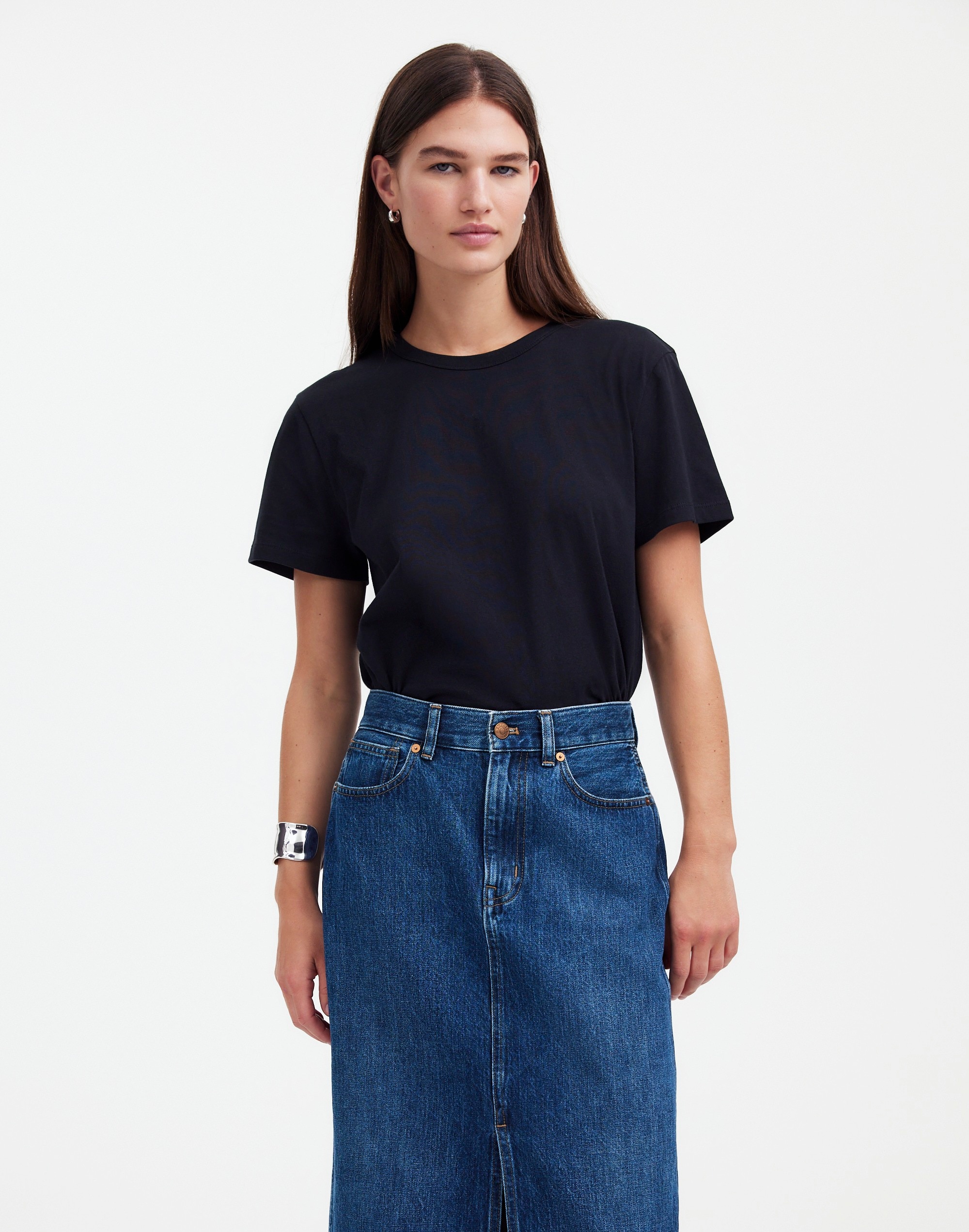 Denim Front-Slit Midi Skirt Kincord Wash | Madewell