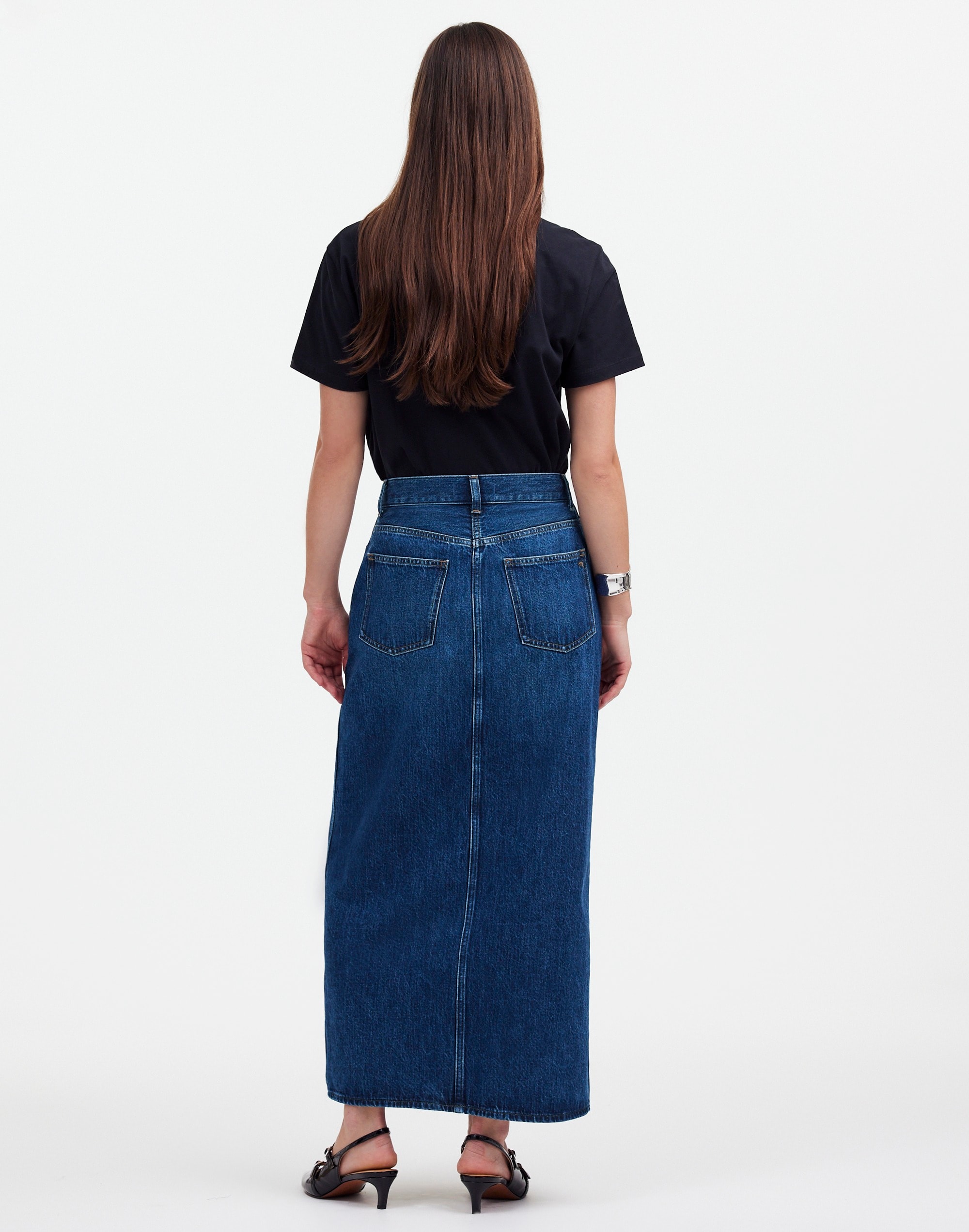 Denim Front-Slit Midi Skirt Kincord Wash | Madewell