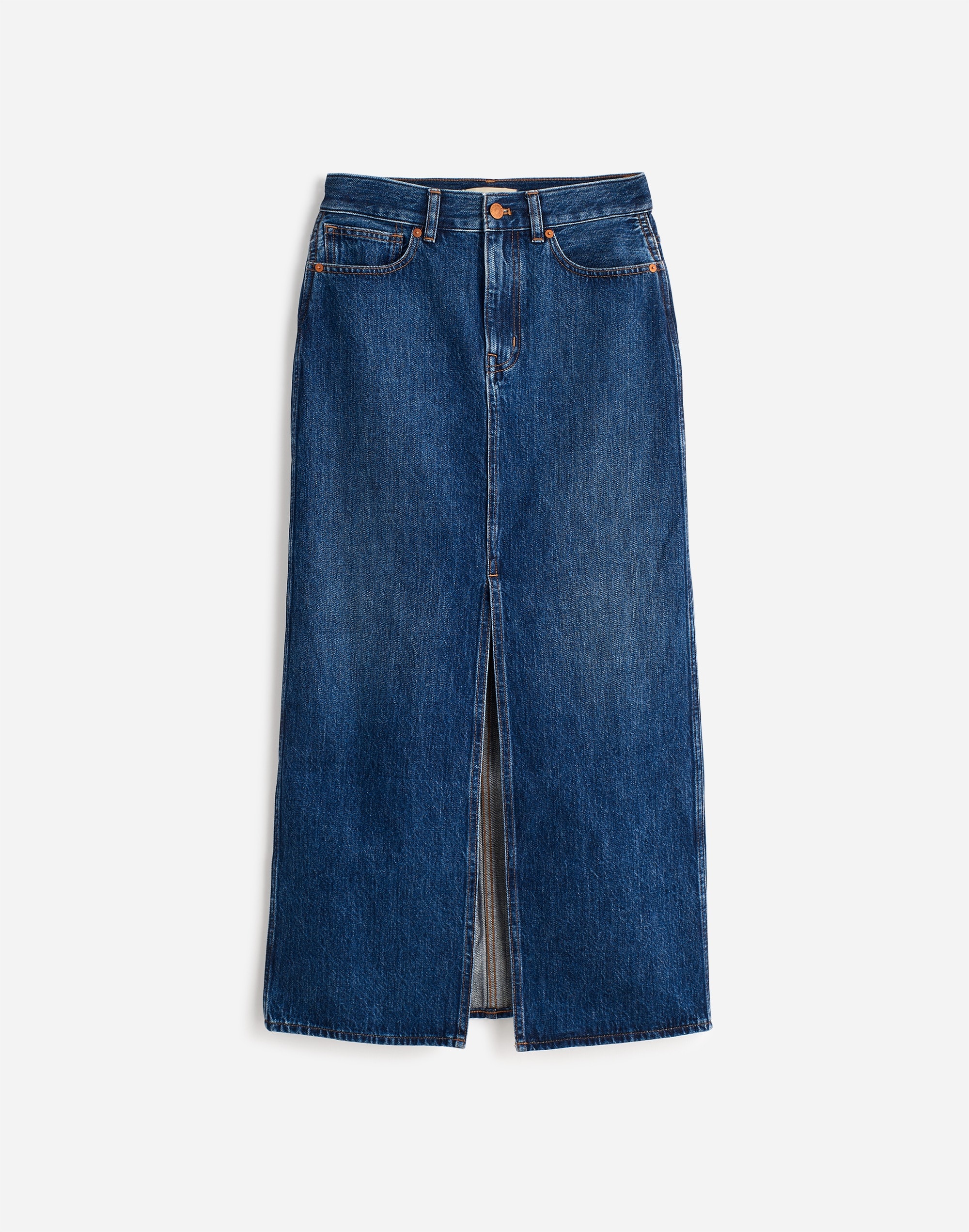 Denim Front-Slit Midi Skirt Kincord Wash | Madewell