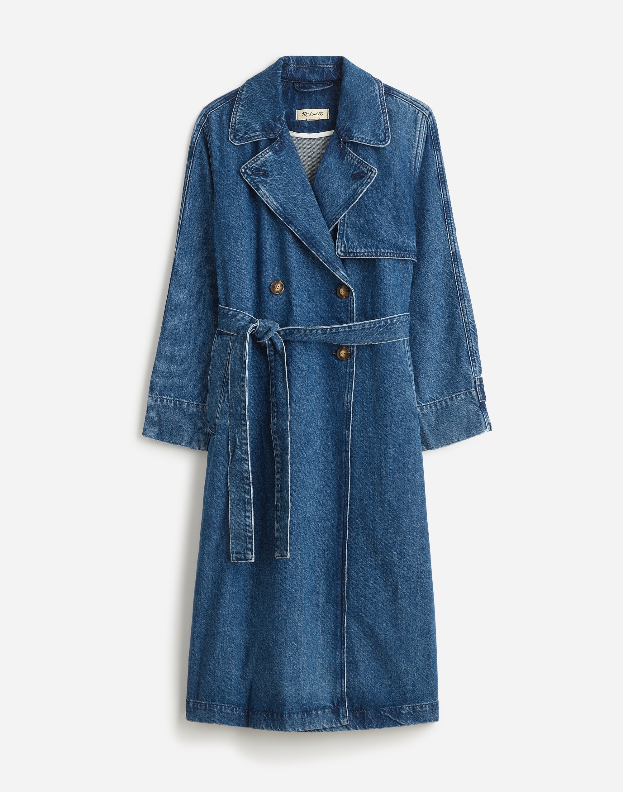 Denim Double-Breasted Crop Trench Coat Ravenwood Wash | Madewell