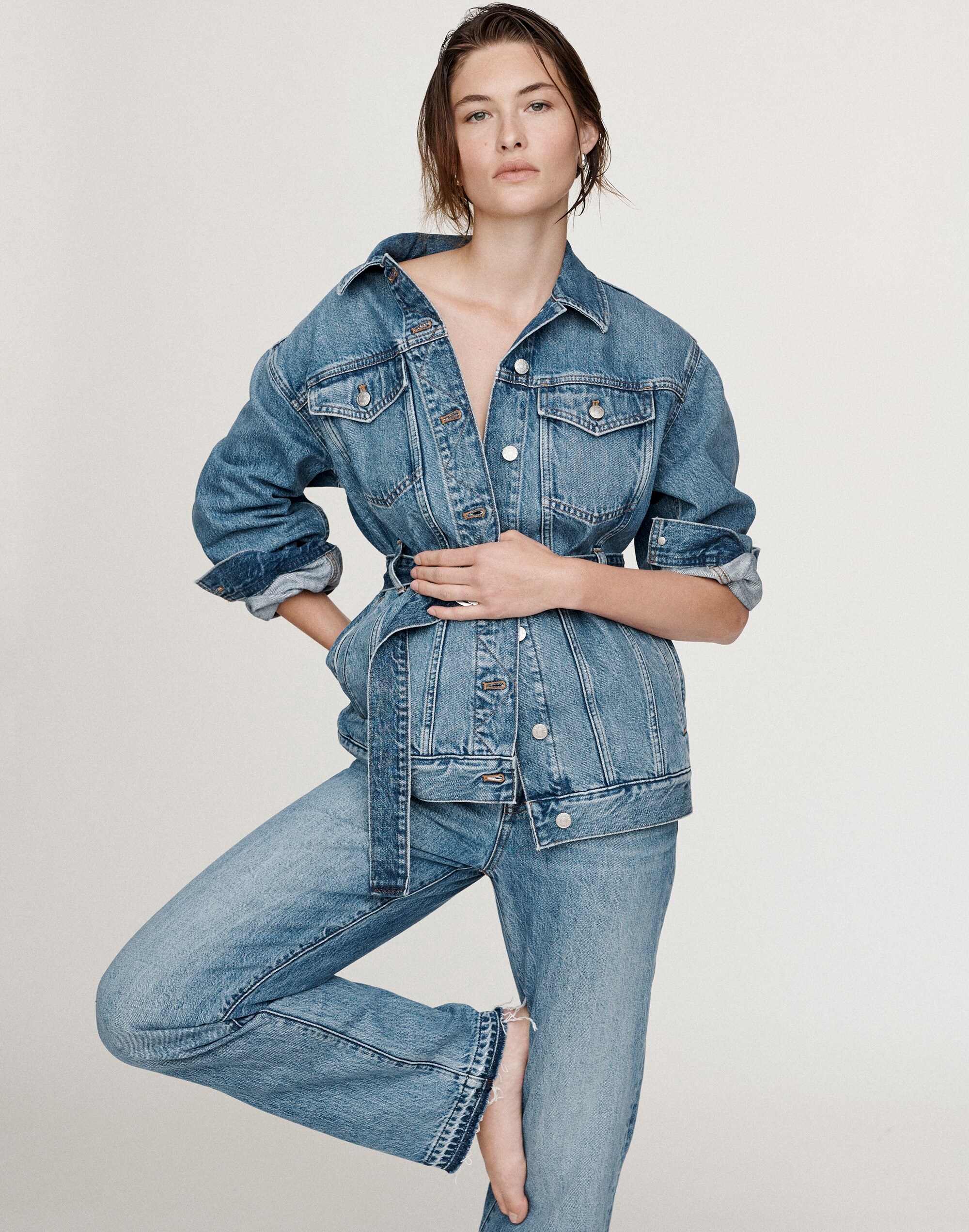 Belted Oversized Trucker Jean Jacket | Madewell