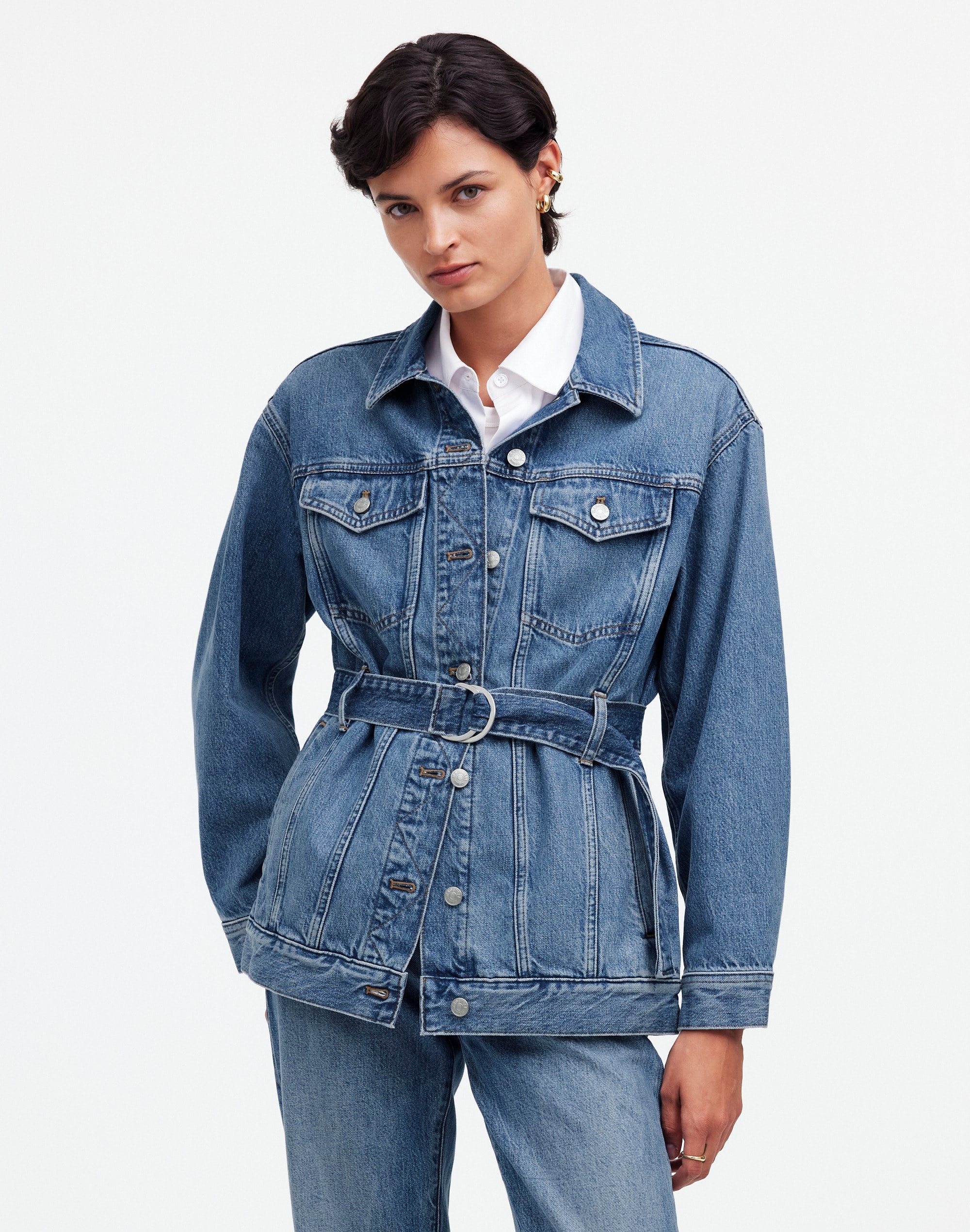 Belted Oversized Trucker Jean Jacket | Madewell