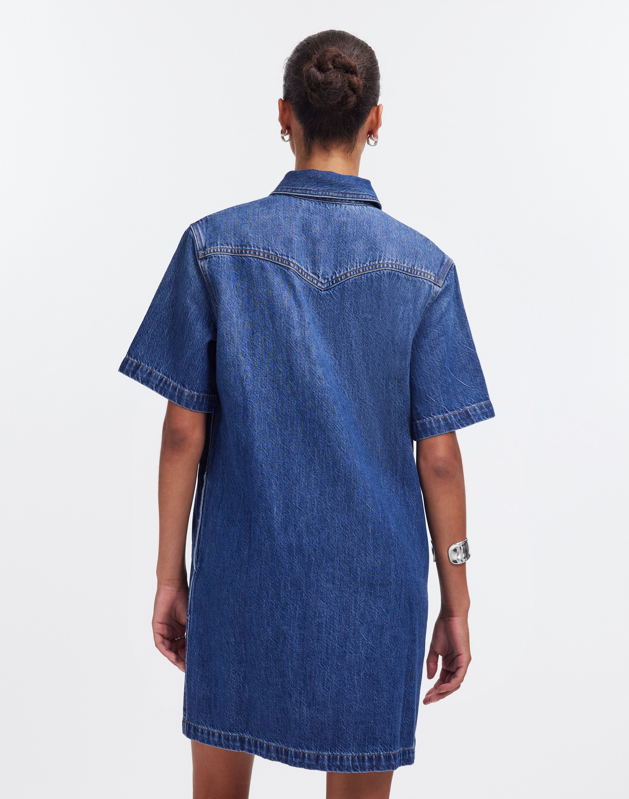 Denim Oversized Short-Sleeve Shirtdress Santee Wash
