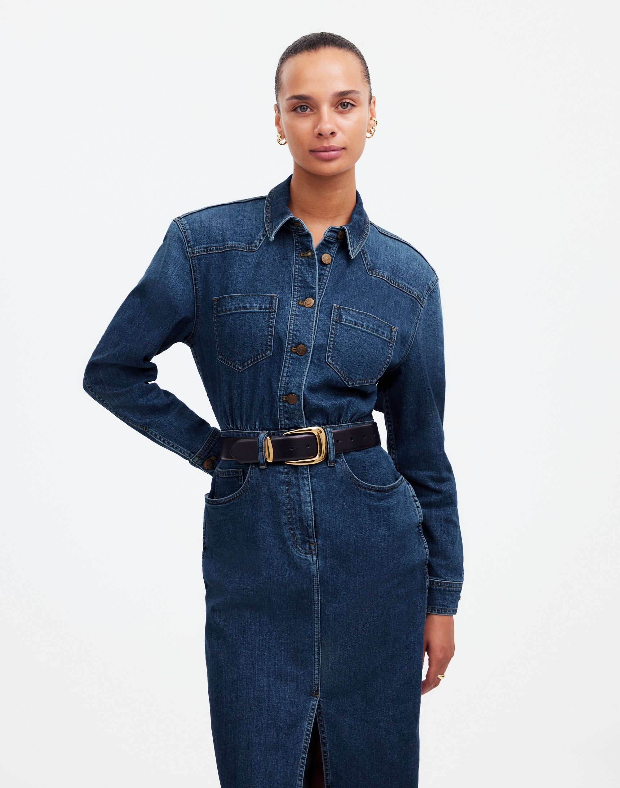 Denim Western Midi Shirtdress Laselle Wash | Madewell