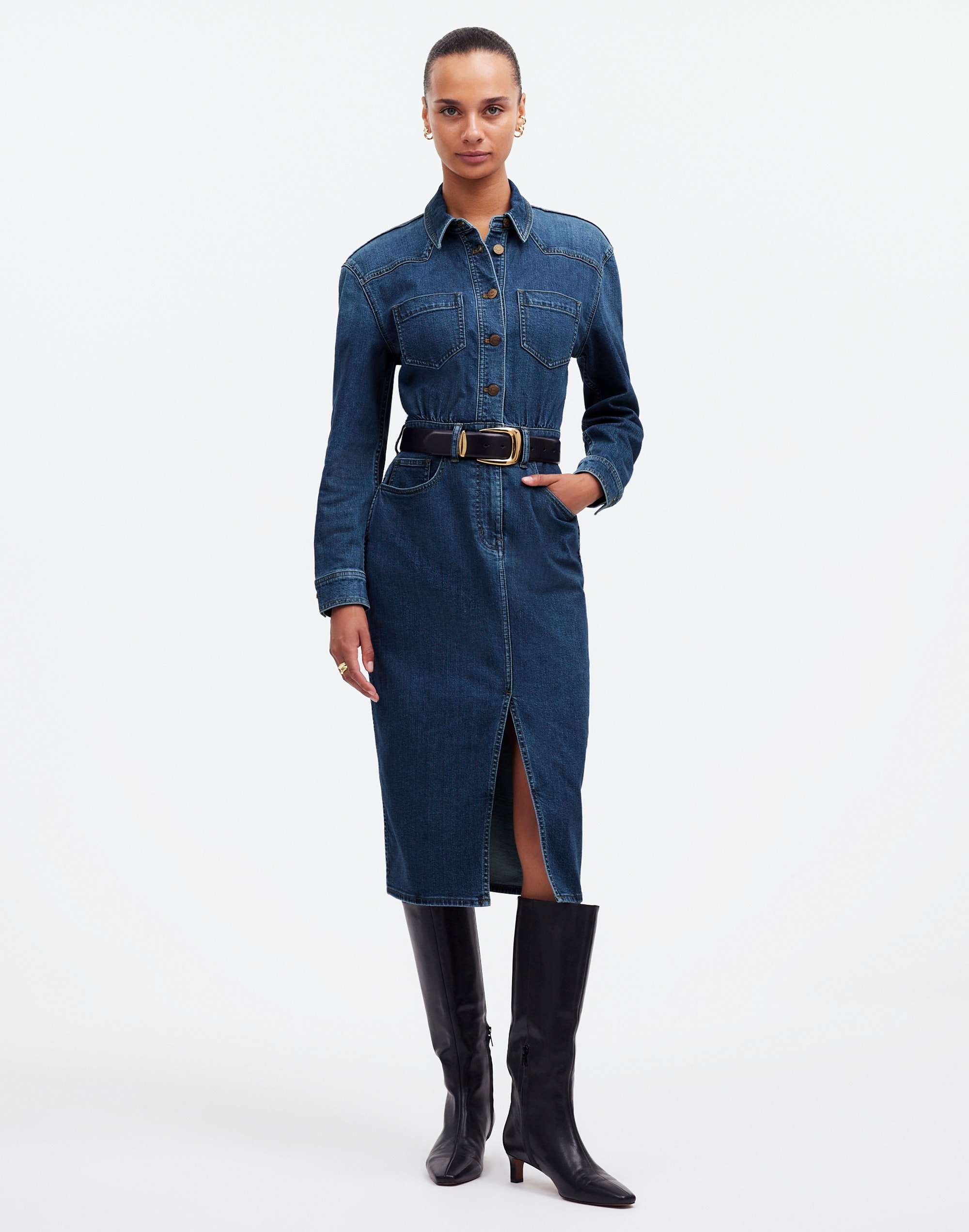 Denim Western Midi Shirtdress Laselle Wash | Madewell