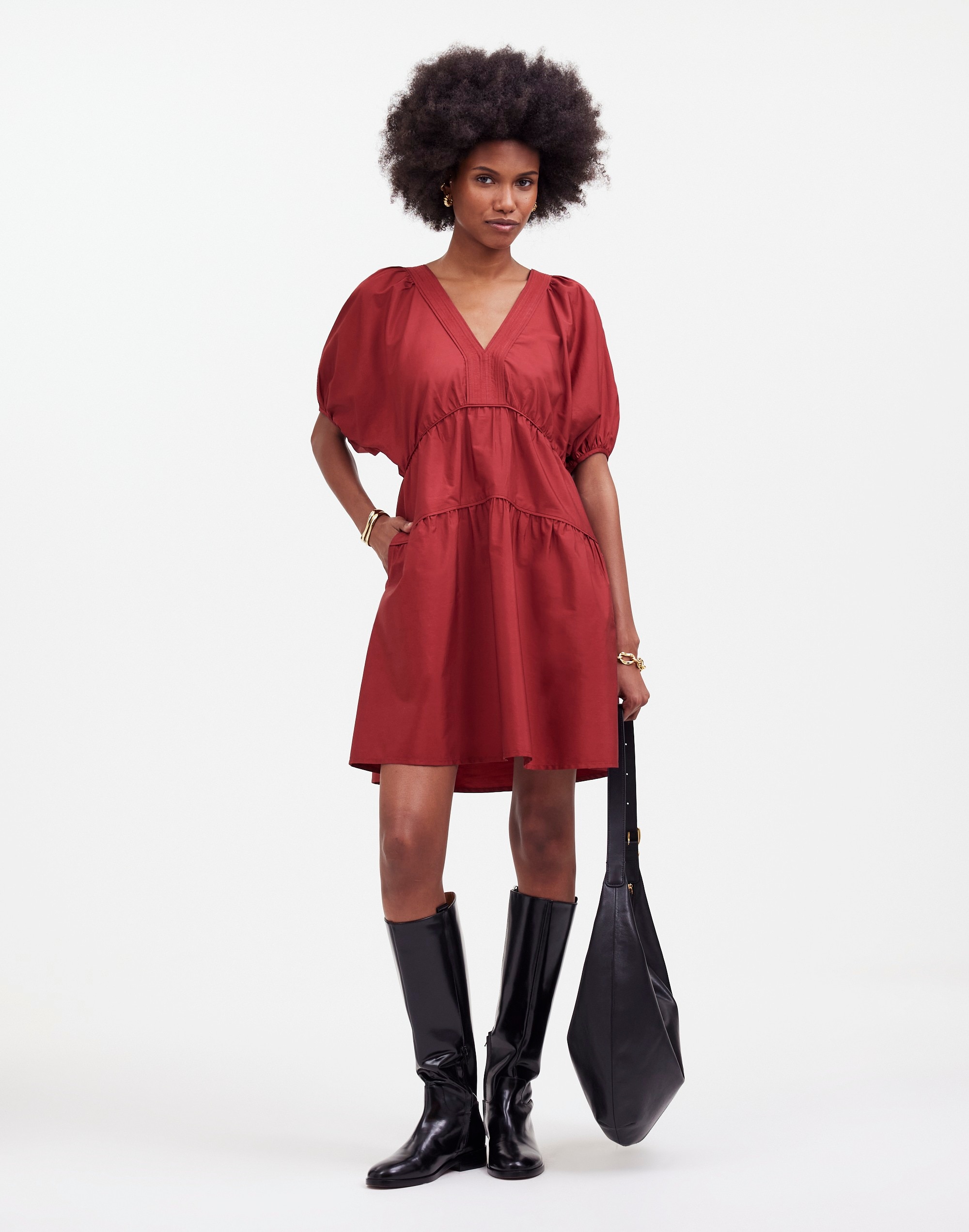 Puff-Sleeve Mini Dress Poplin | Madewell