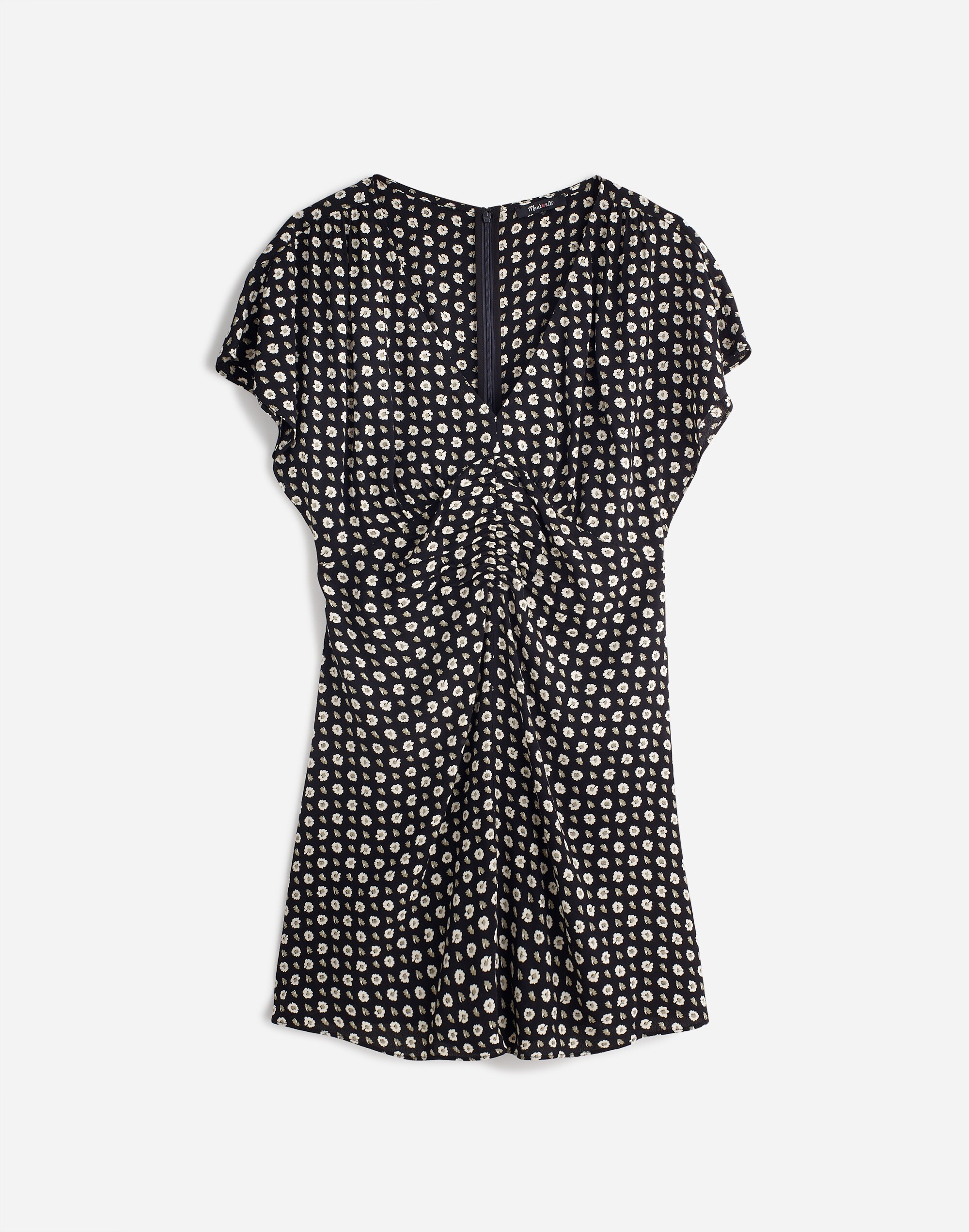 Ruched V-Neck Mini Dress Floral | Madewell