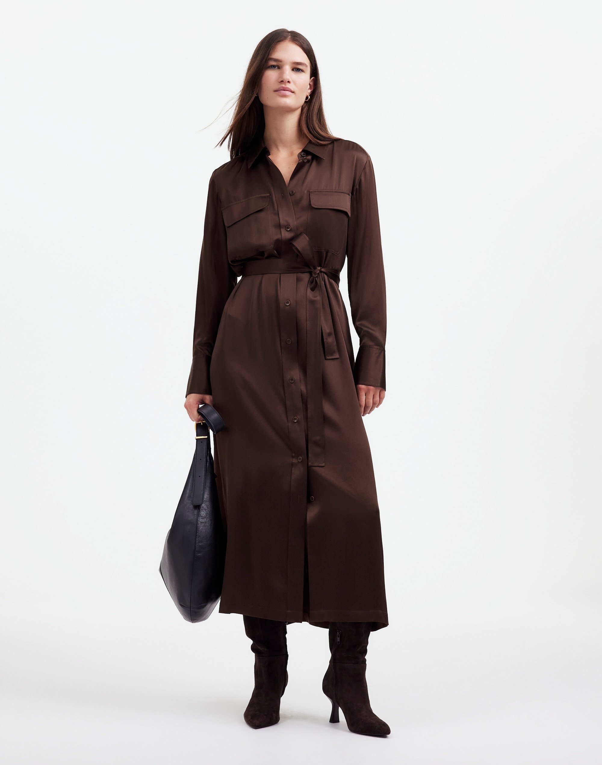 Silk Belted Midi Shirtdress | Madewell