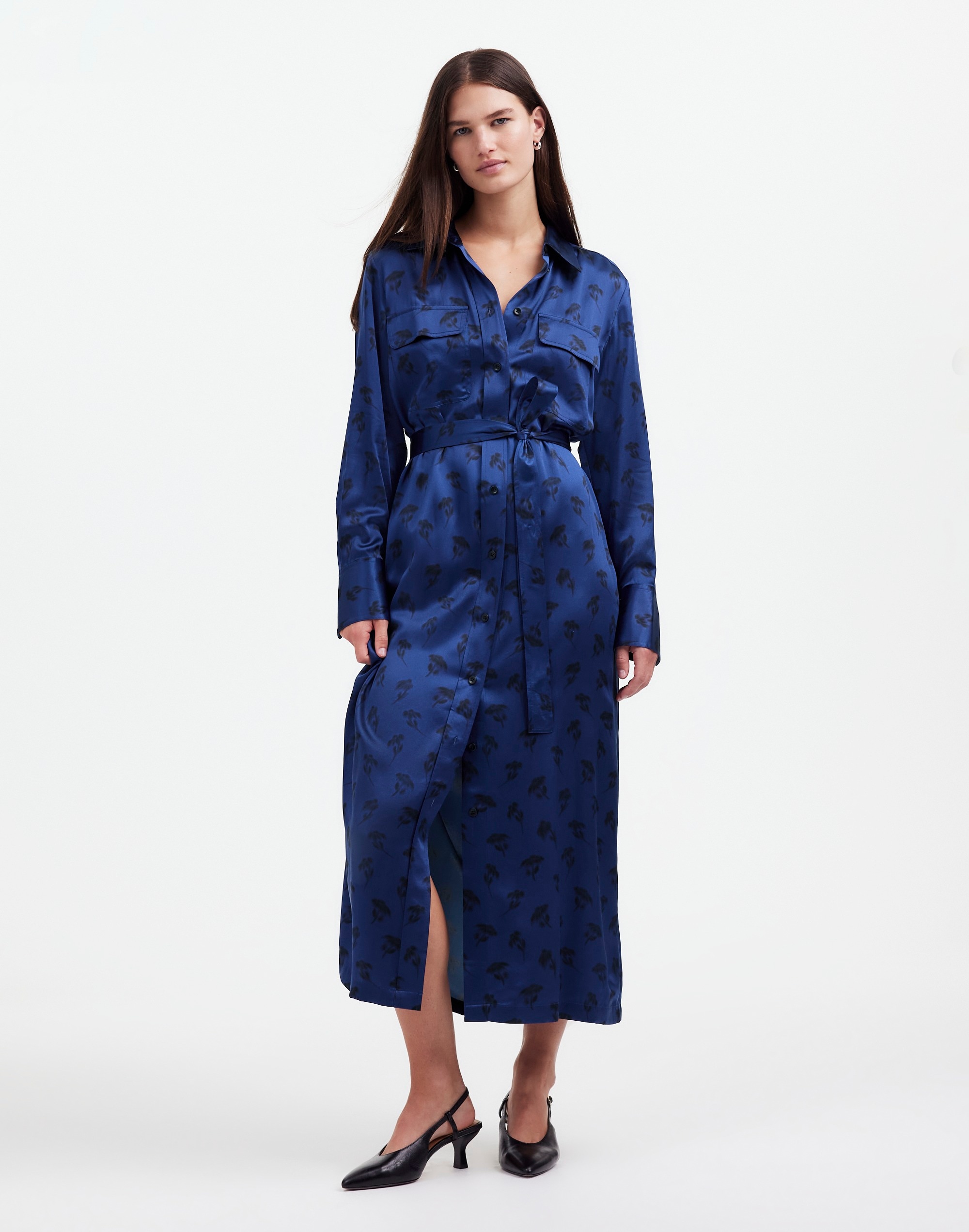 Silk Belted Midi Shirtdress | Madewell