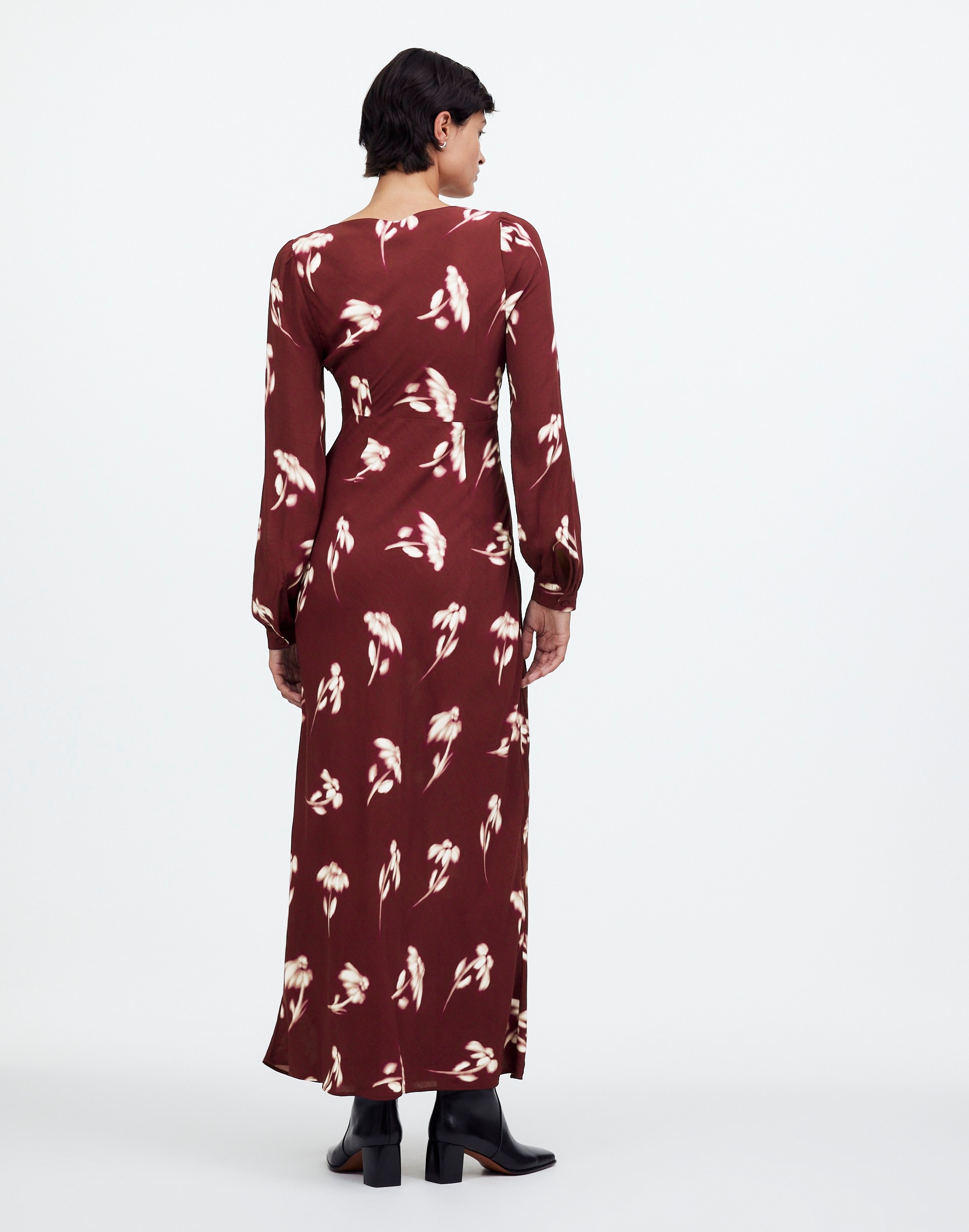 V-Neck Cuff-Sleeve Maxi Dress Floral | Madewell