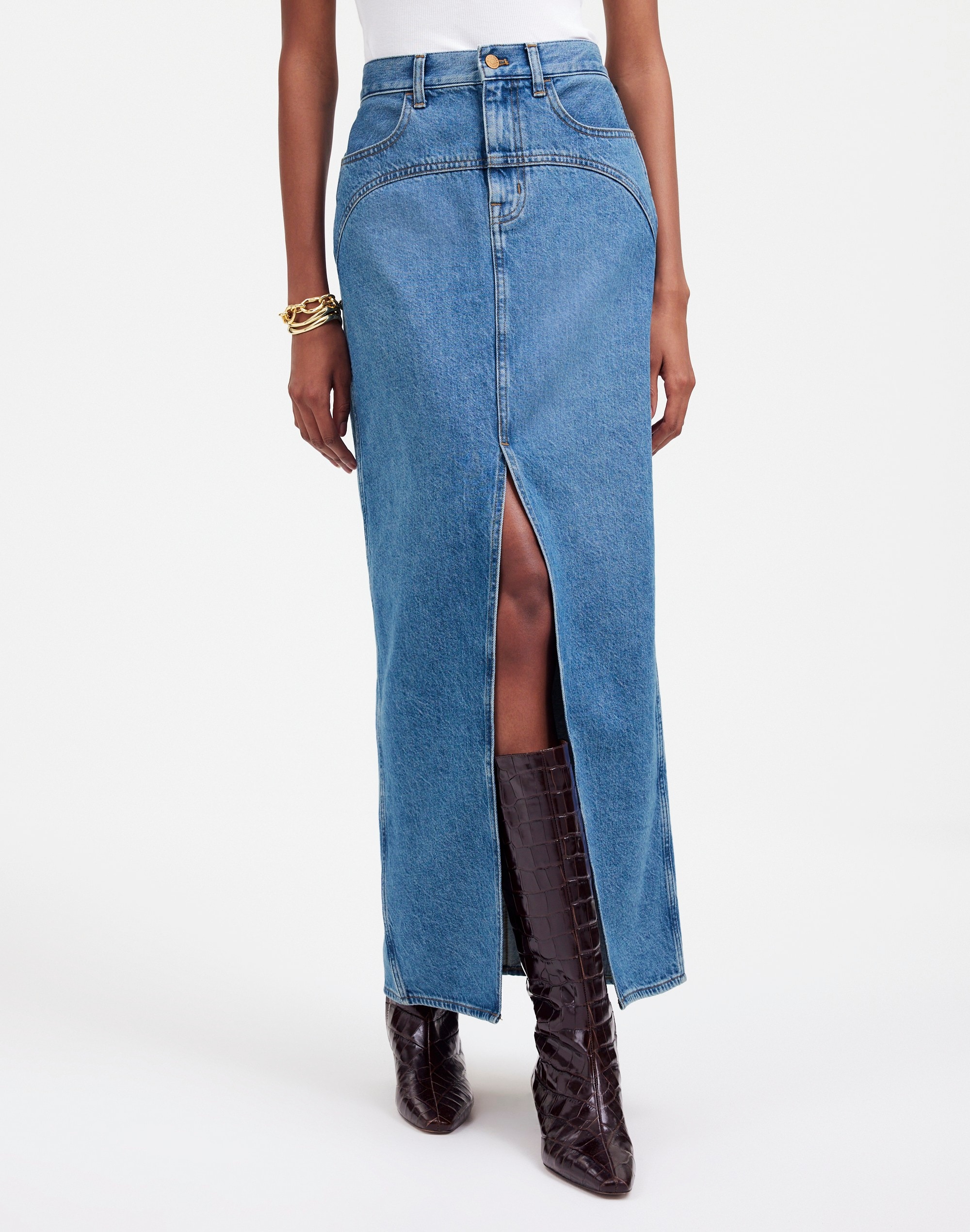 Denim Western Maxi Skirt Emario Wash | Madewell