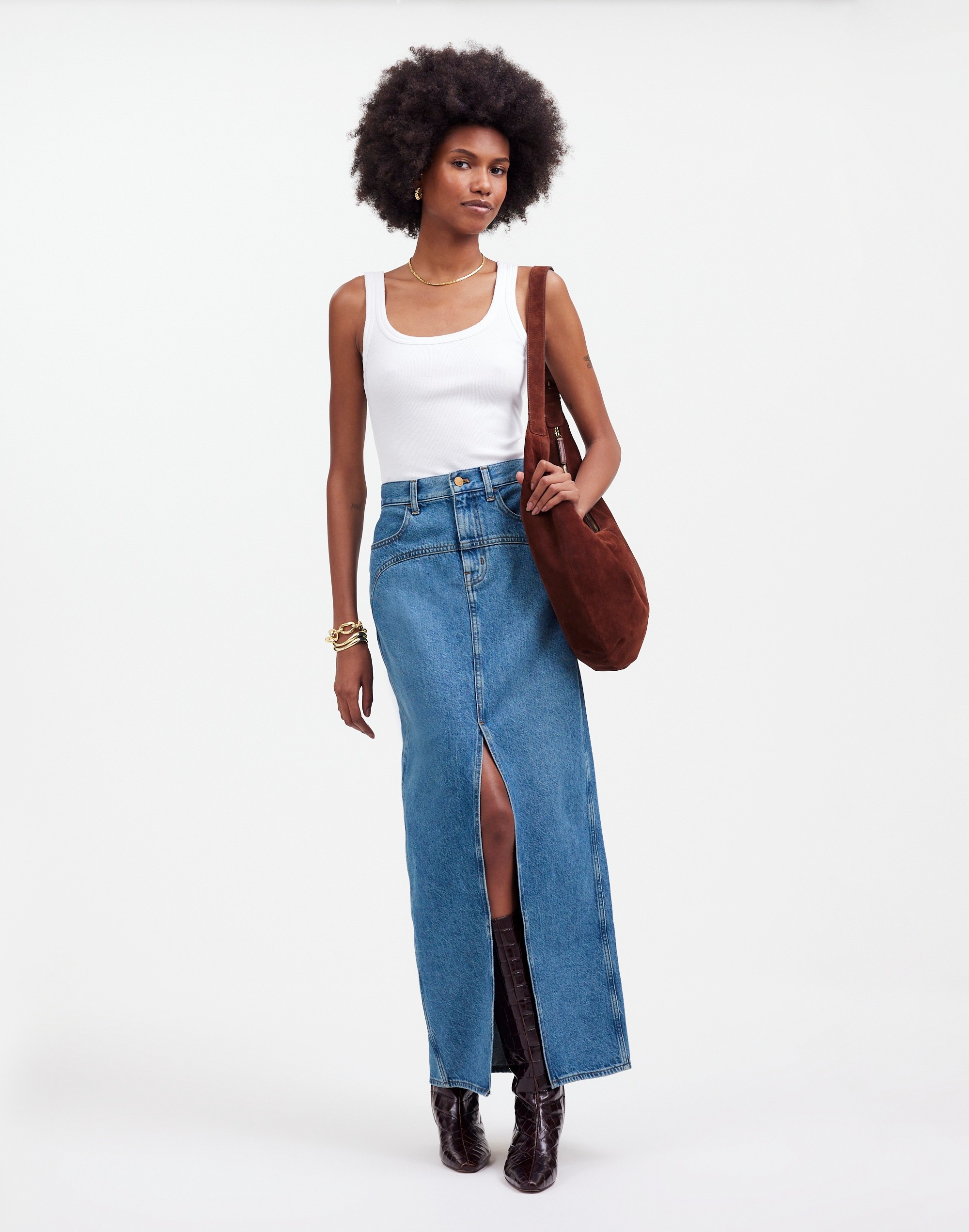 Denim Western Maxi Skirt in Emario Wash | Madewell