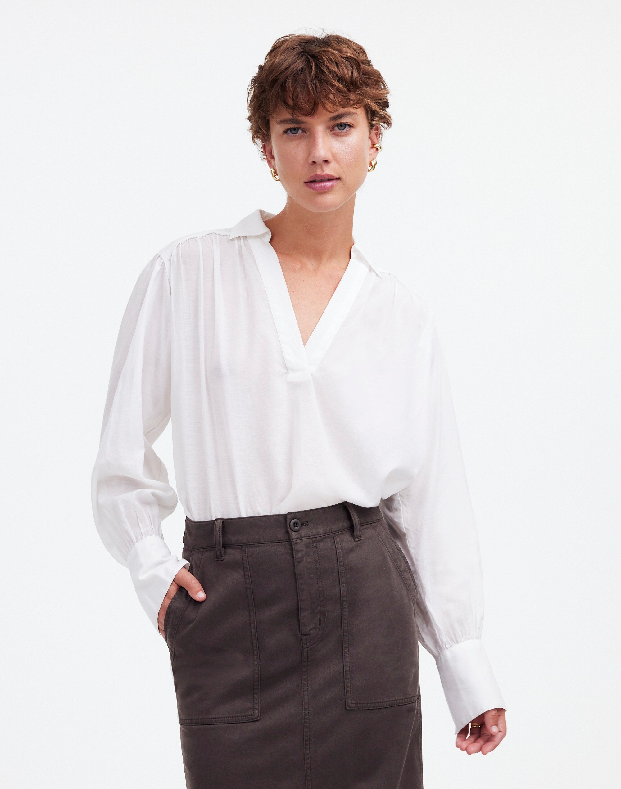 Twill Patch Pocket Midi Skirt | Madewell