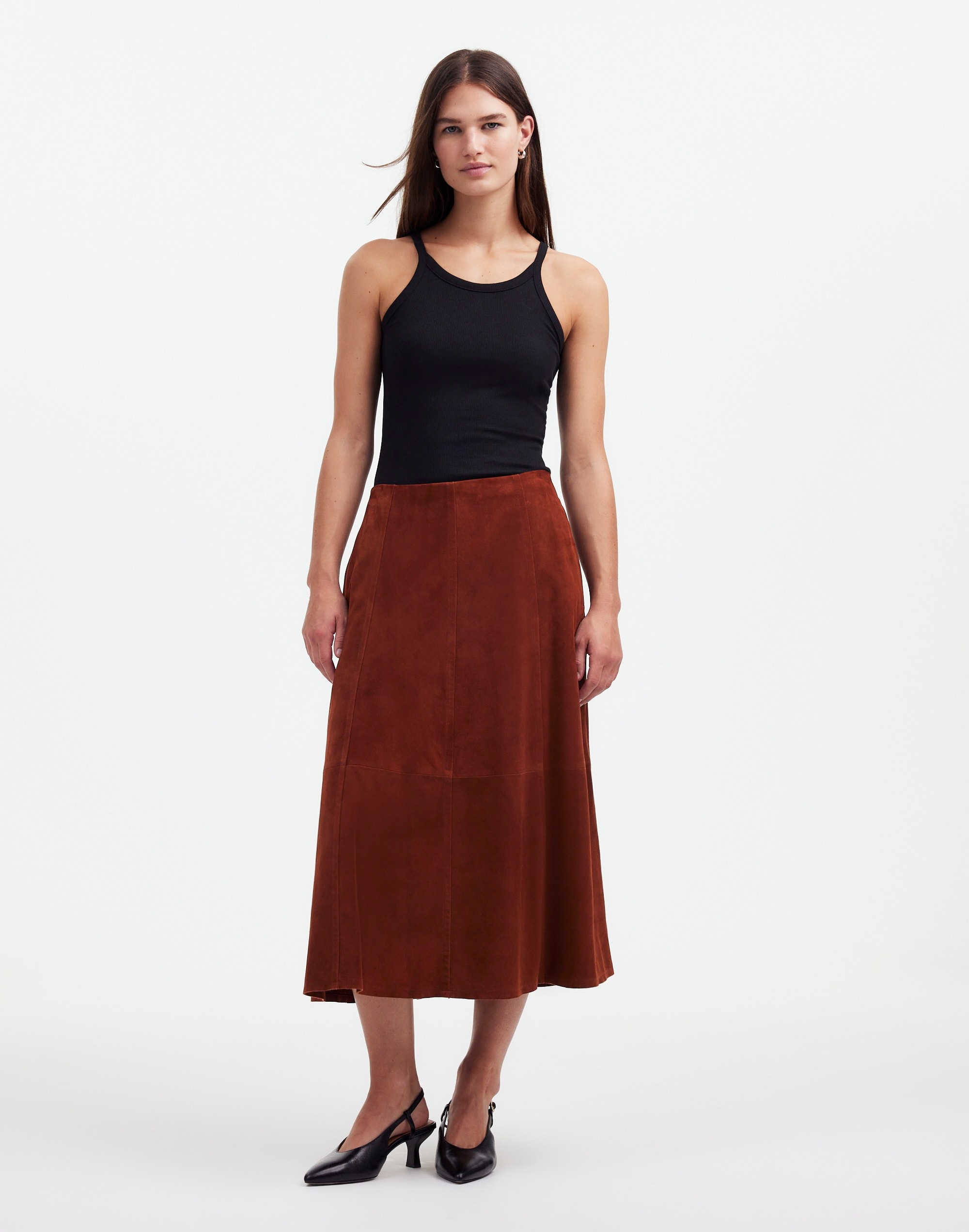 Suede Seamed Midi Skirt | Madewell