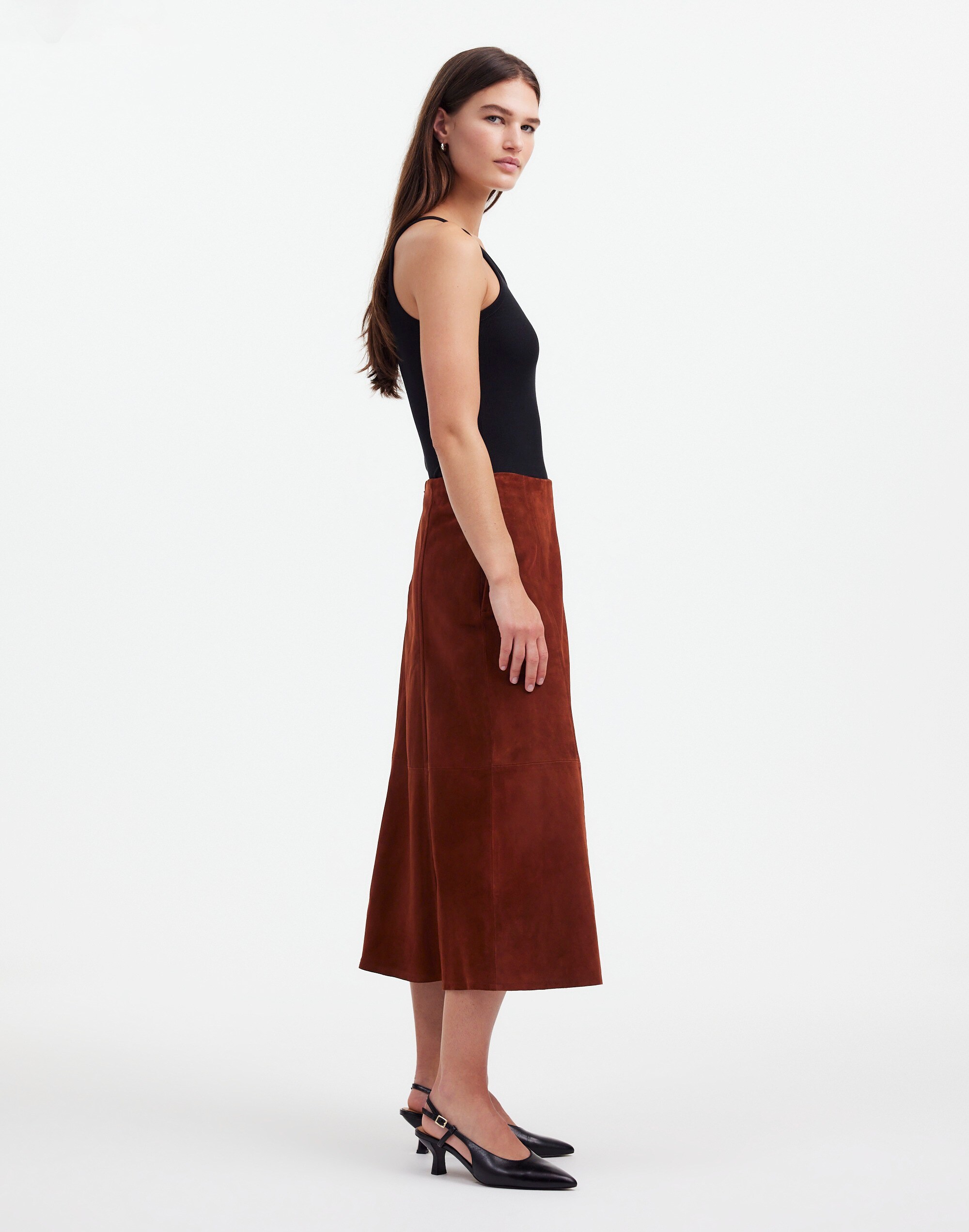 Suede Seamed Midi Skirt | Madewell