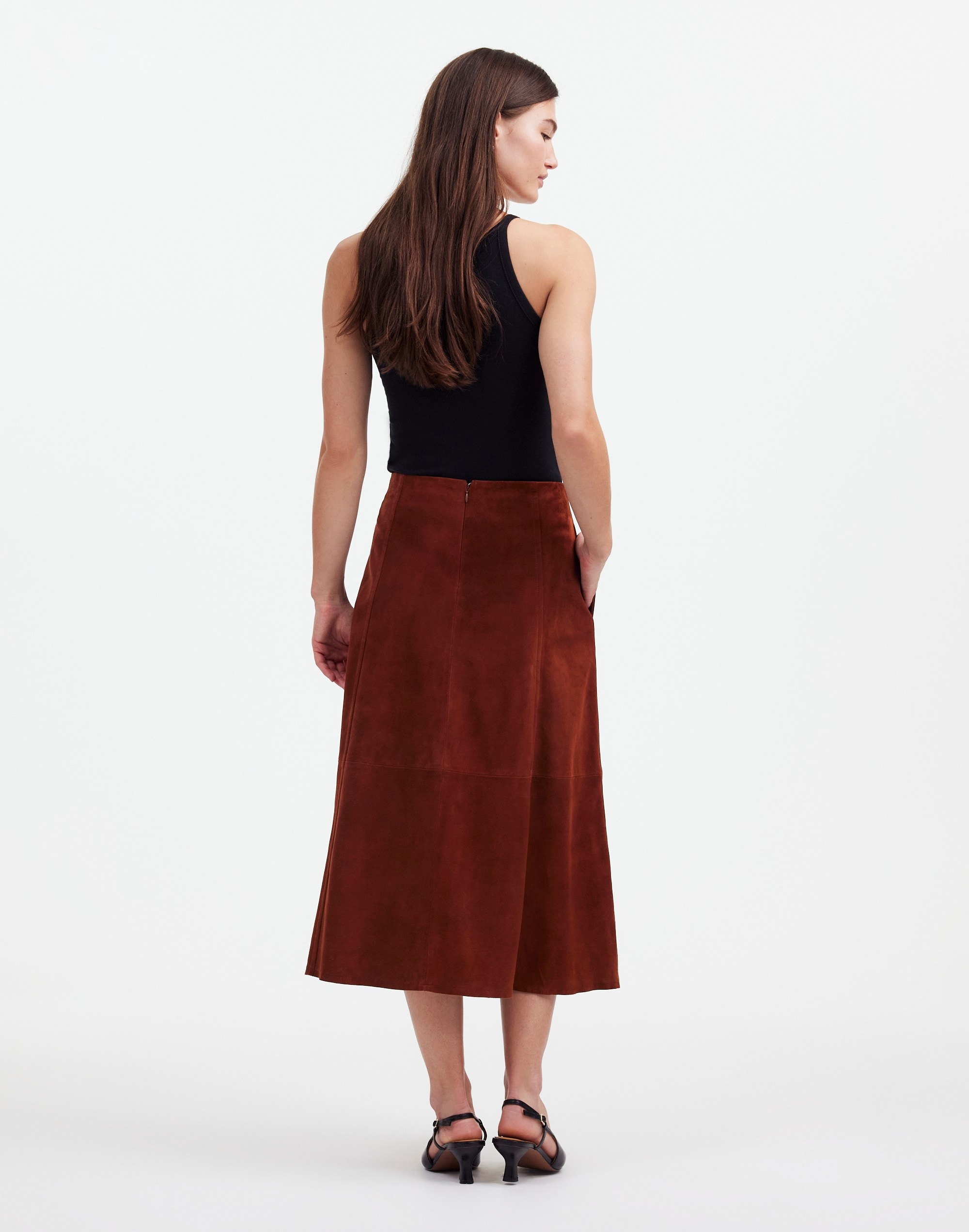 Suede Seamed Midi Skirt | Madewell