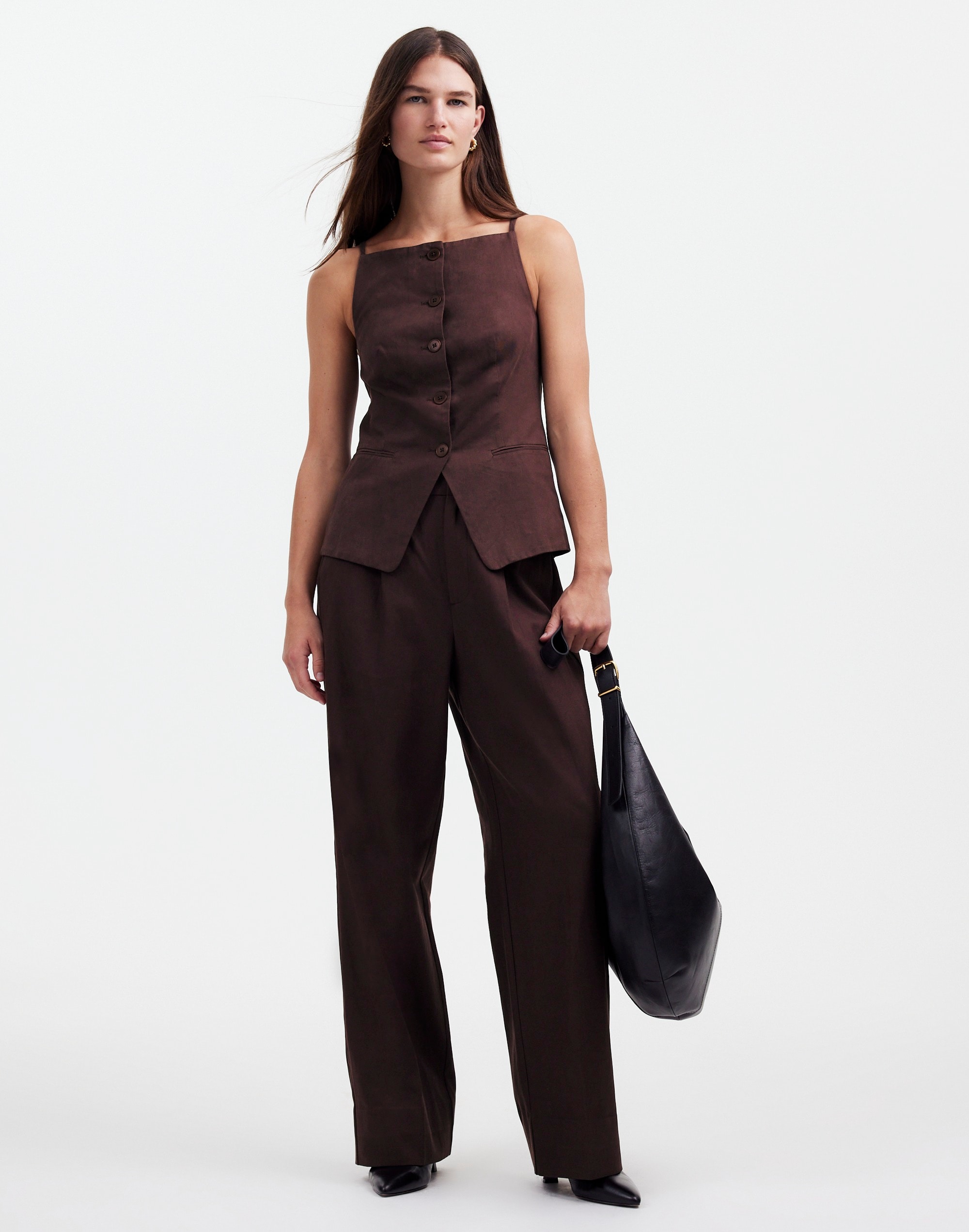 Mw Slouchy Straight Pants In Dark Carob