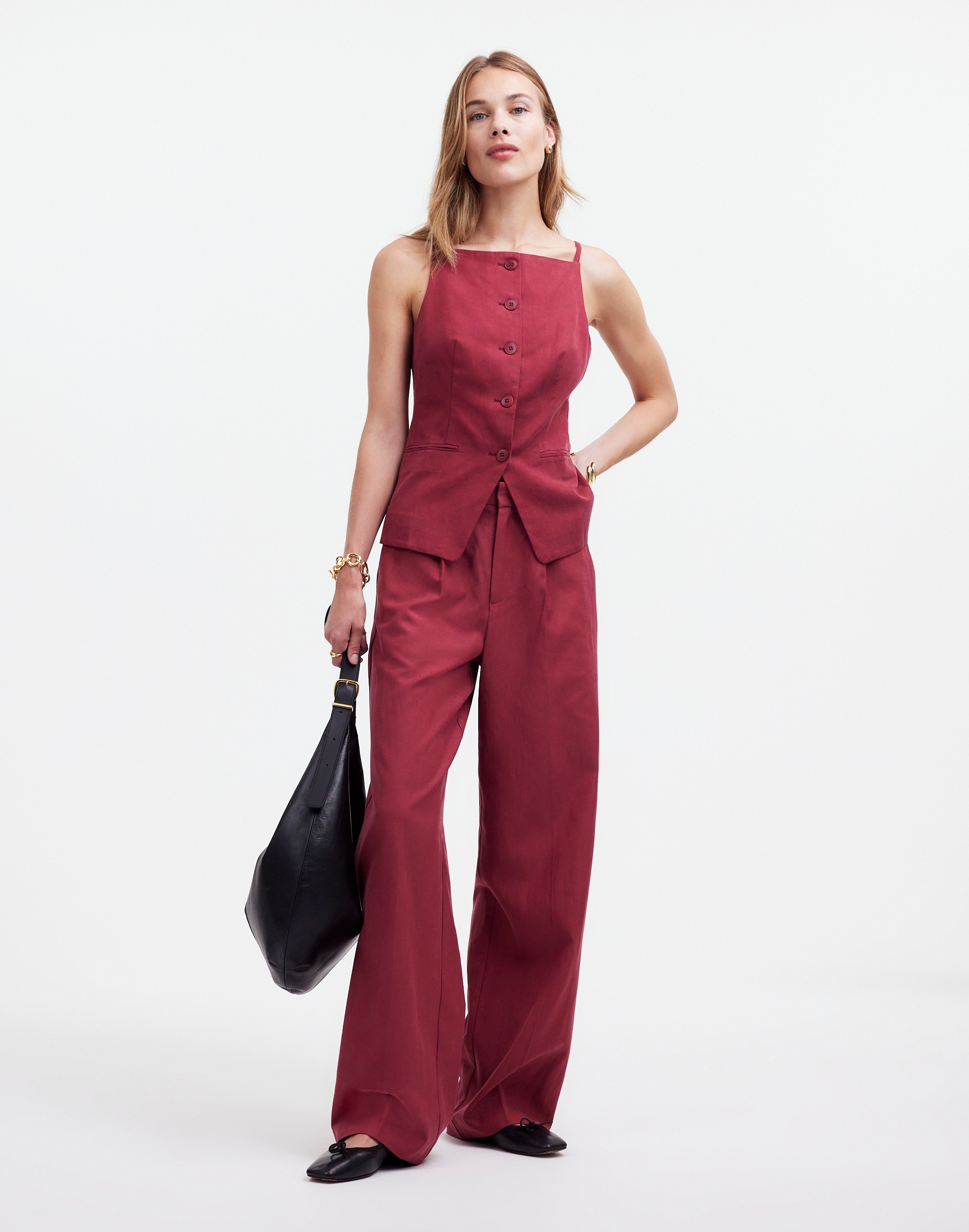 Mw Slouchy Straight Pants In Claret