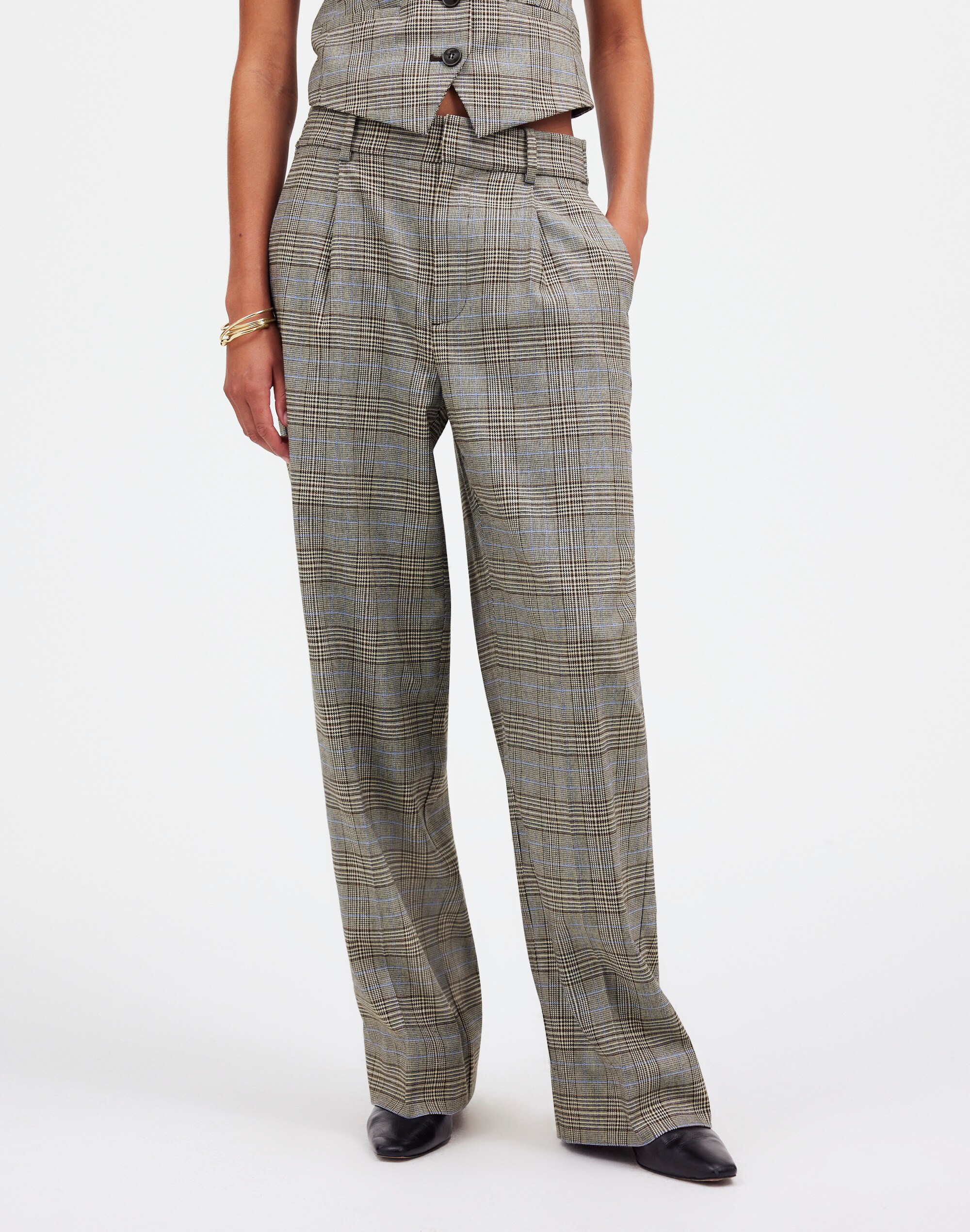 Slouchy Straight Pants Yarn-Dyed Plaid | Madewell