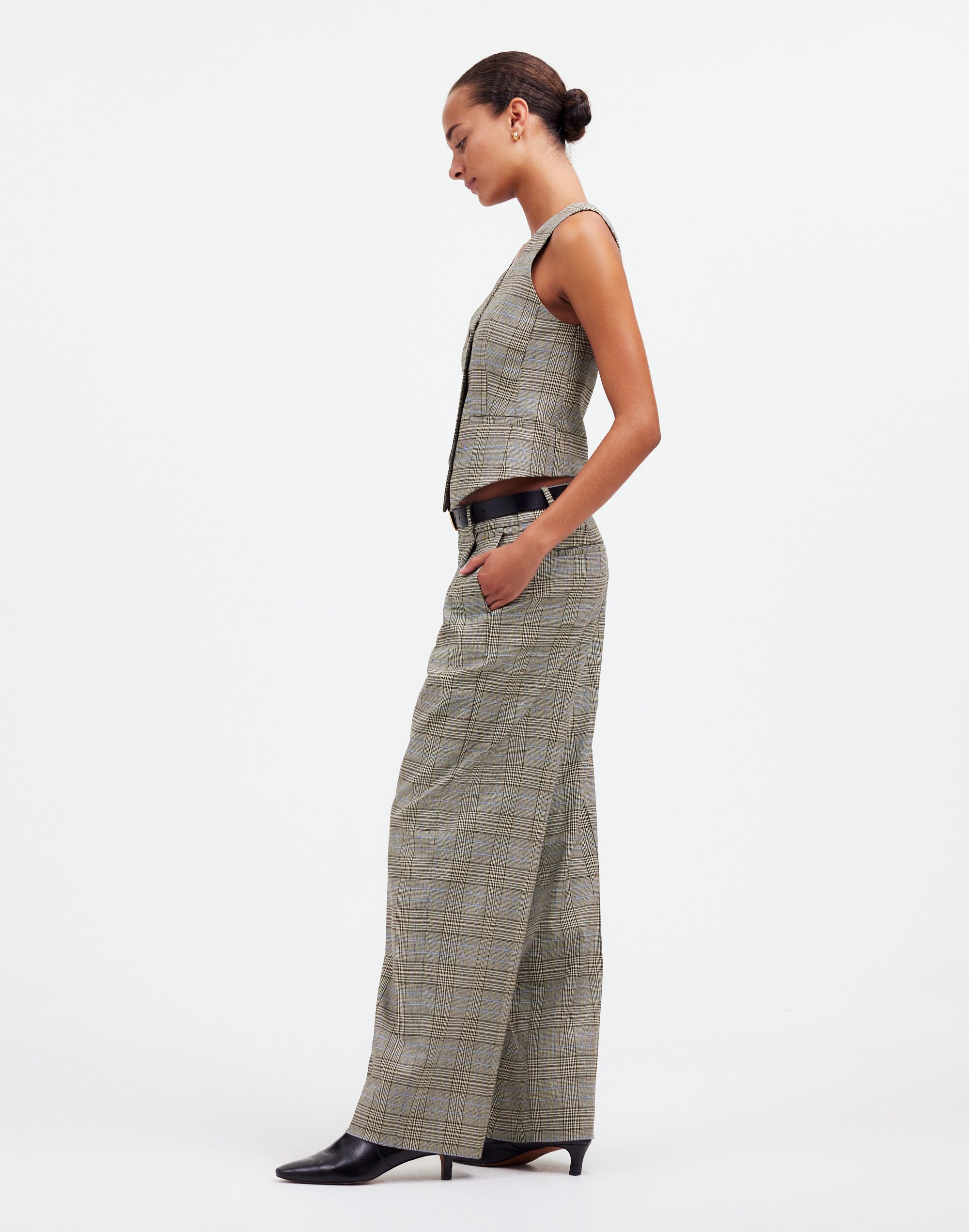 Slouchy Straight Pants Yarn-Dyed Plaid | Madewell