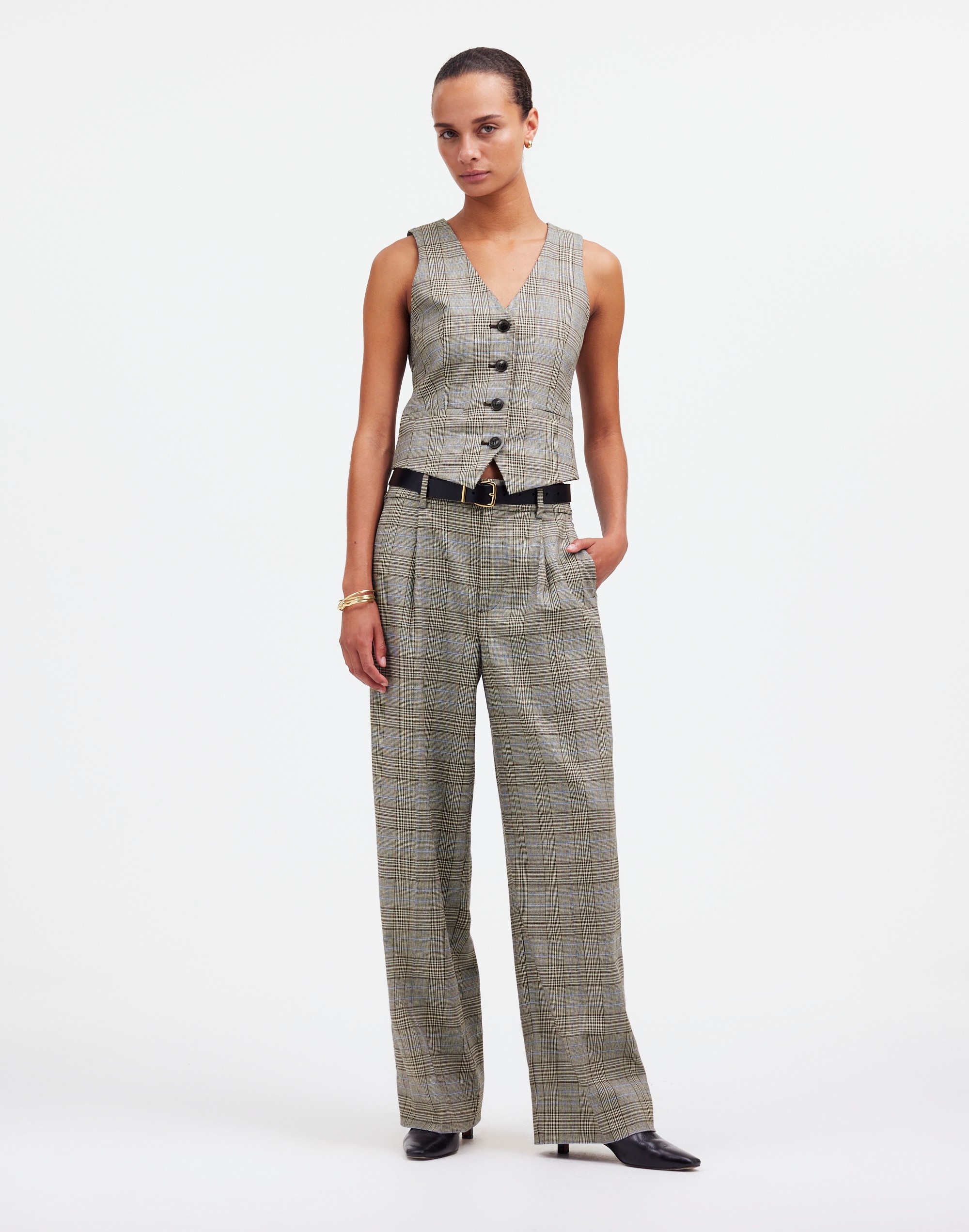 Slouchy Straight Pants Yarn-Dyed Plaid | Madewell