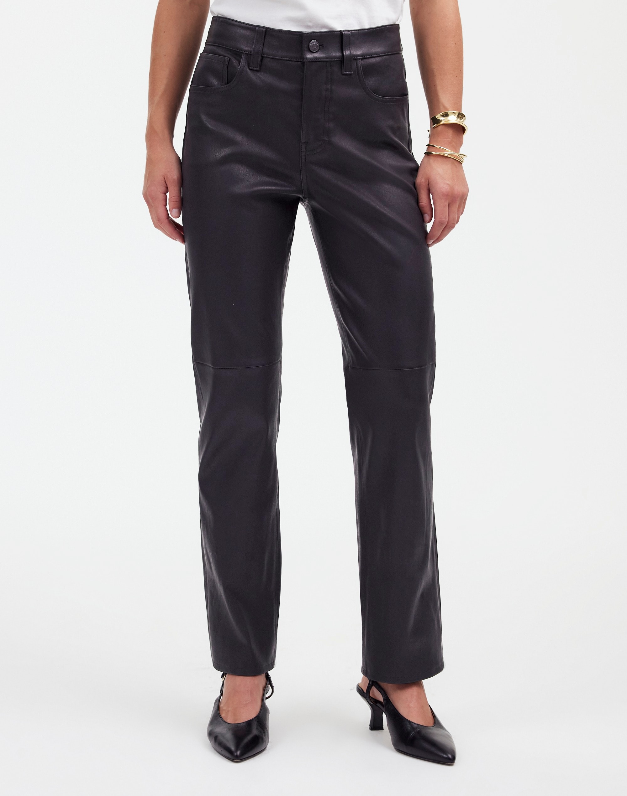 The '90s Straight Mid-Rise Pant Leather | Madewell