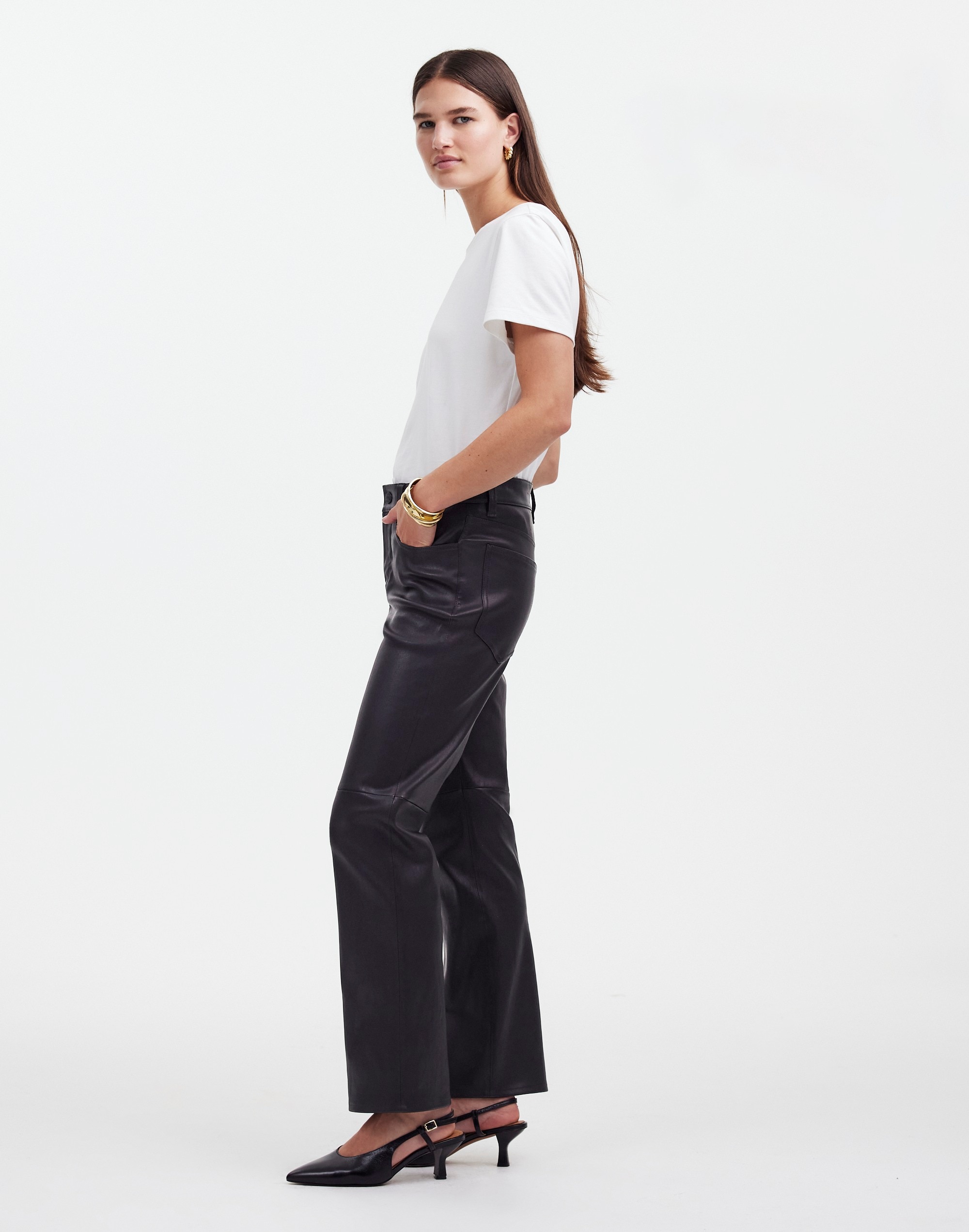 The '90s Straight Mid-Rise Pant Leather | Madewell