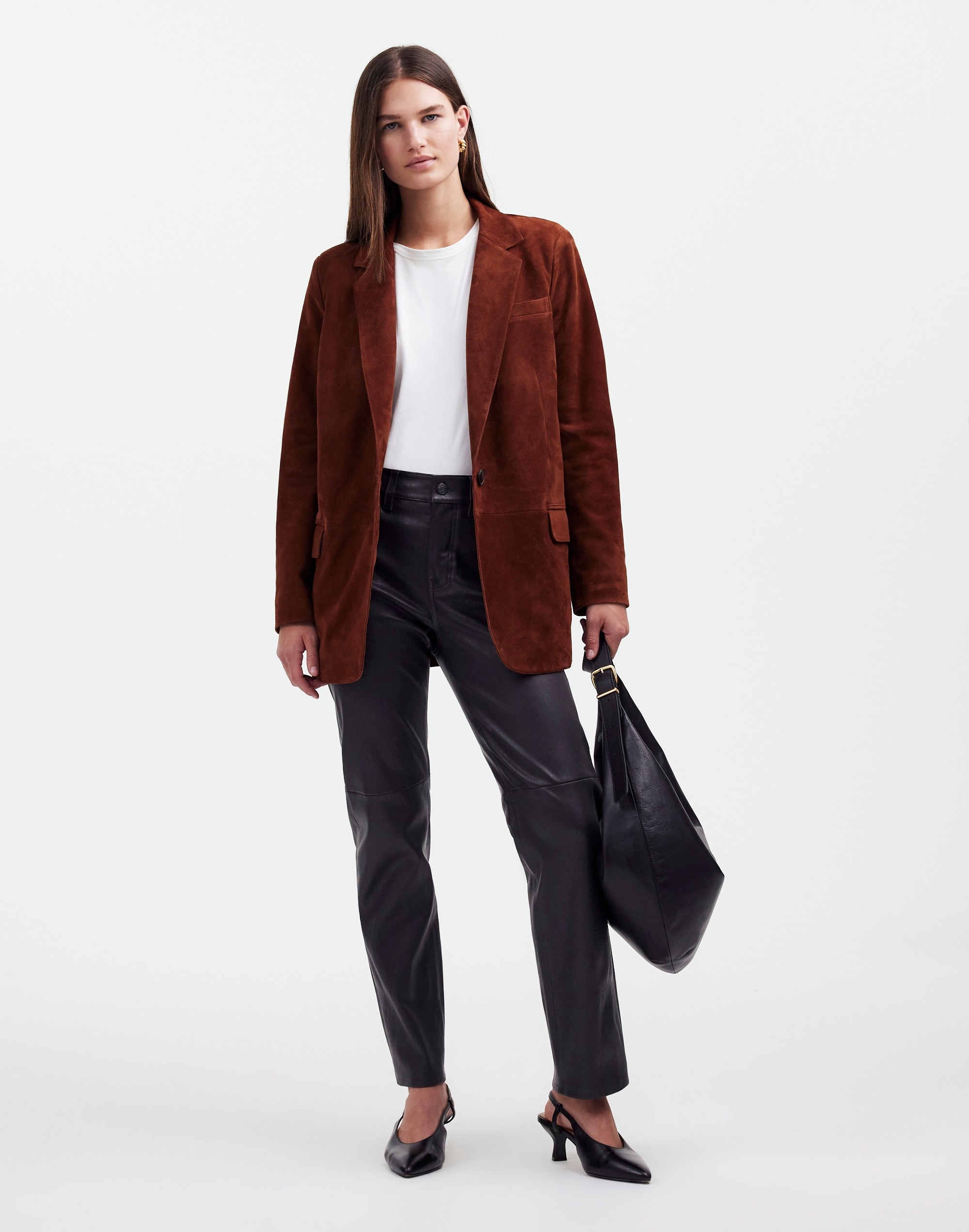 The '90s Straight Mid-Rise Pant Leather | Madewell