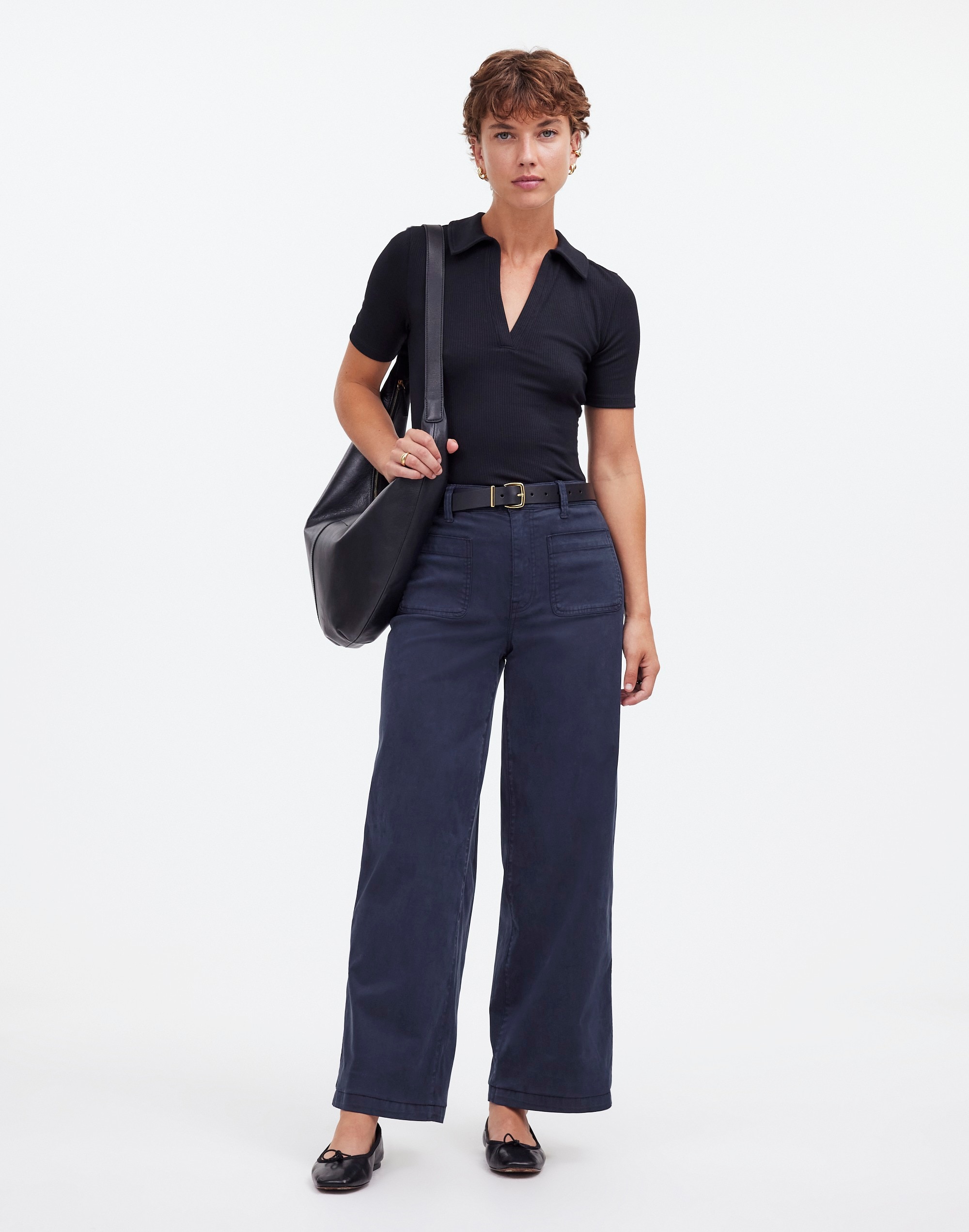 Mw The Emmett Wide-leg Full-length Pant In Classic Navy