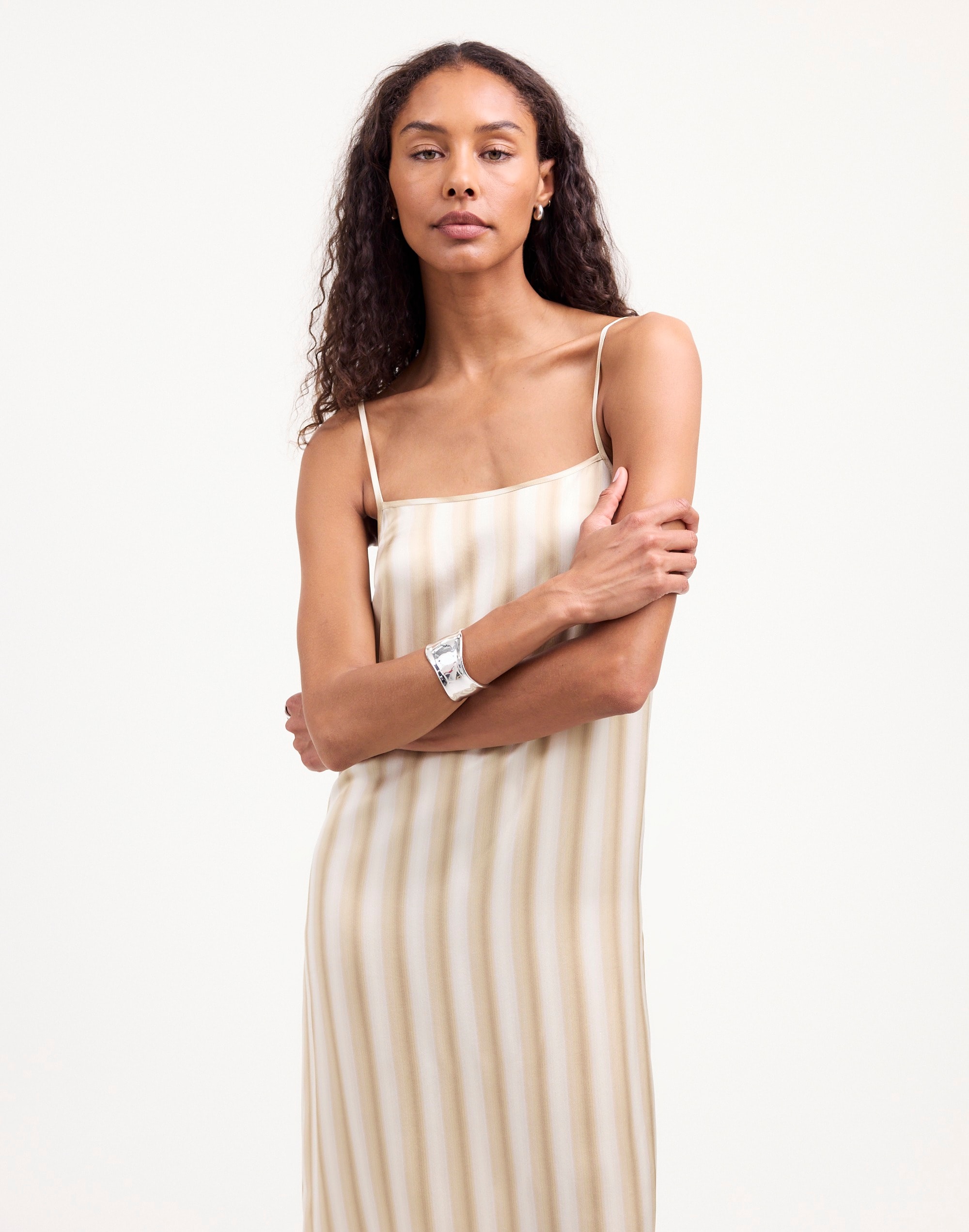 Midi Slip Dress Stripe Silk | Madewell