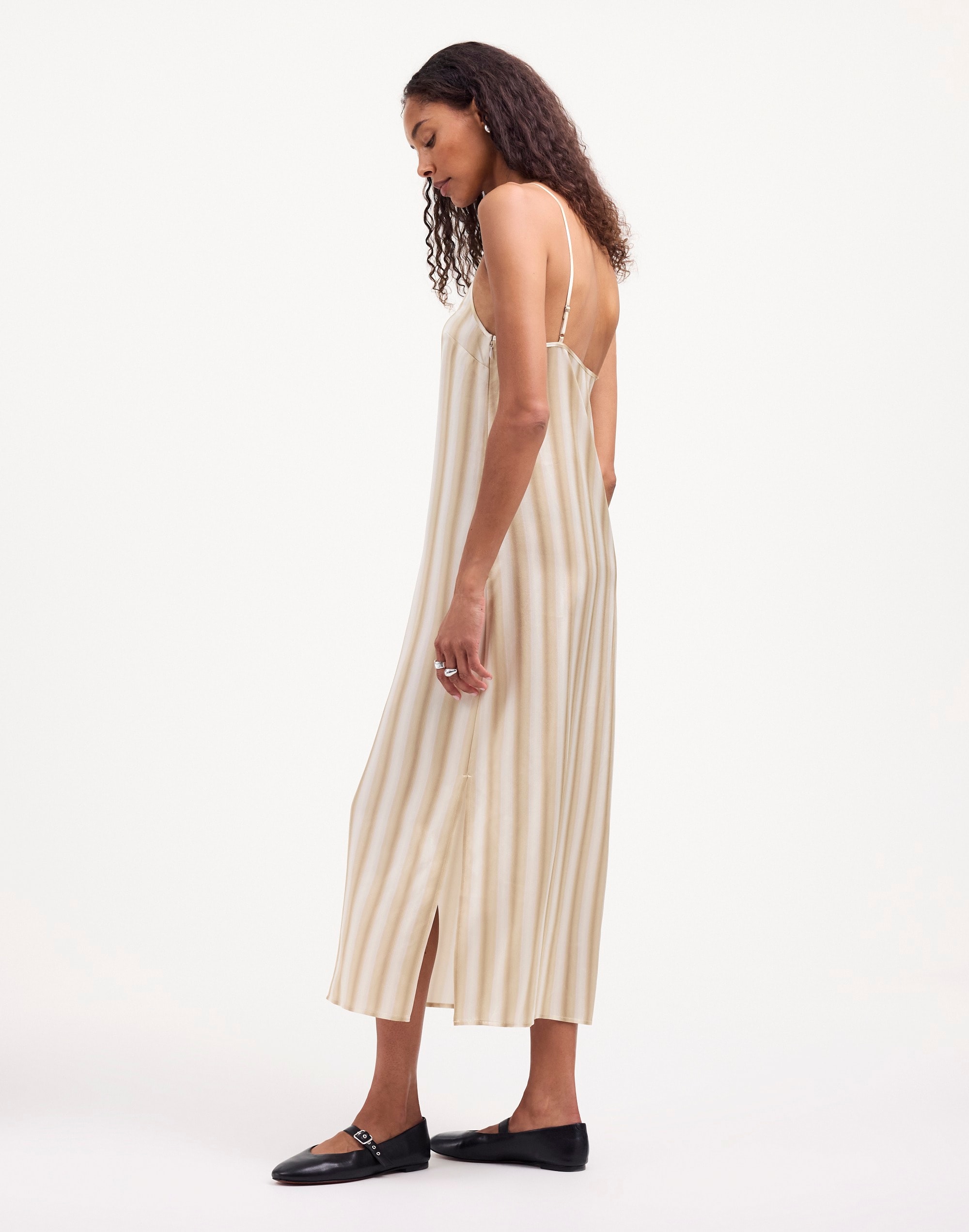 Midi Slip Dress Stripe Silk | Madewell