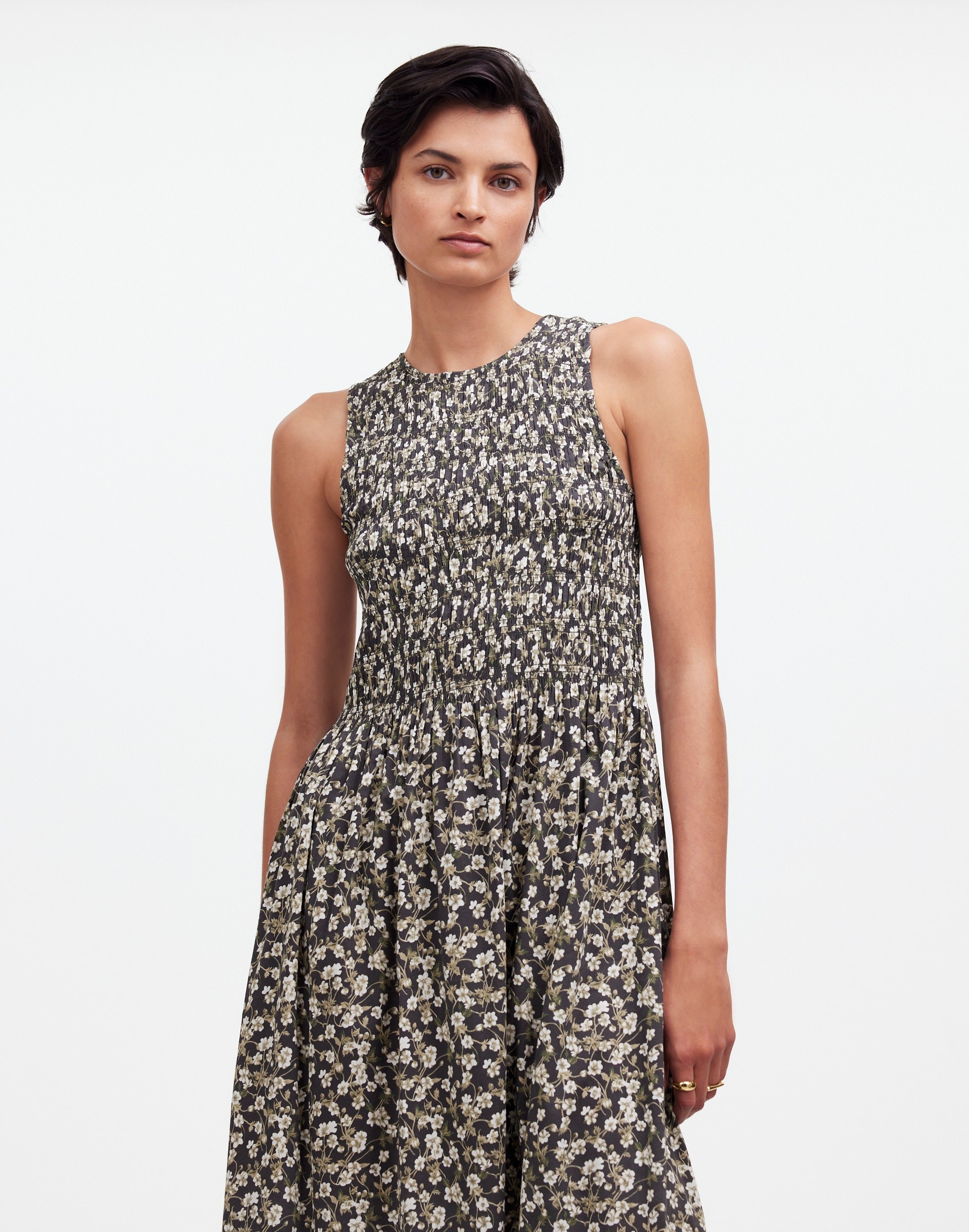 The Melody Smocked Midi Dress Floral | Madewell