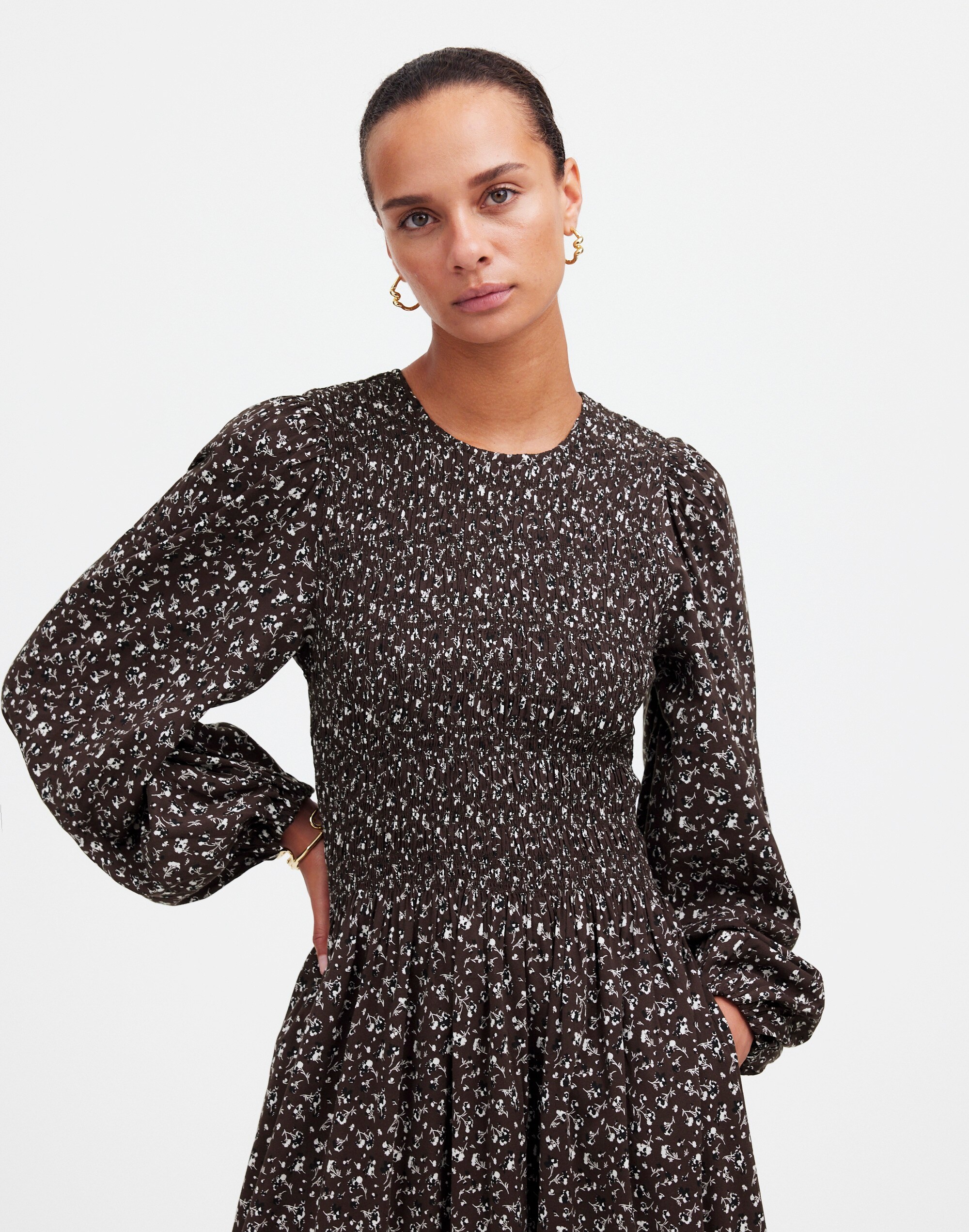 The Melody Long-Sleeve Smocked Midi Dress | Madewell