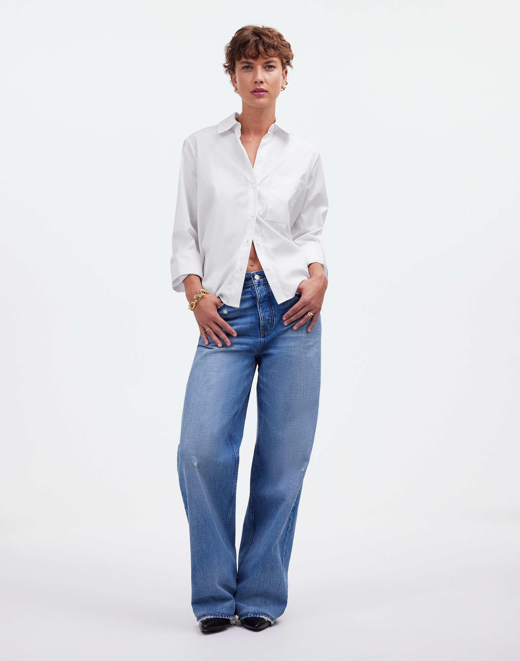 Easy Y-Neck Button-Up Shirt | Madewell