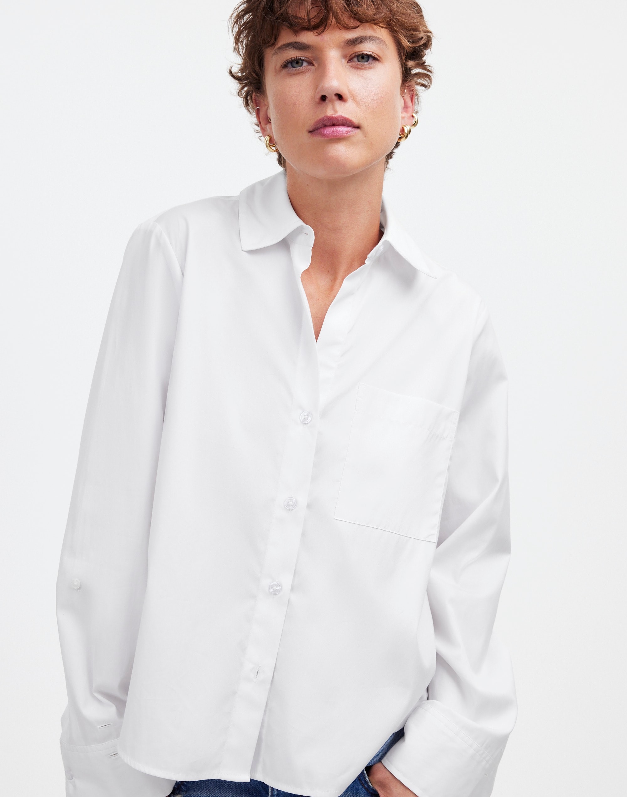 Easy Y-Neck Button-Up Shirt | Madewell