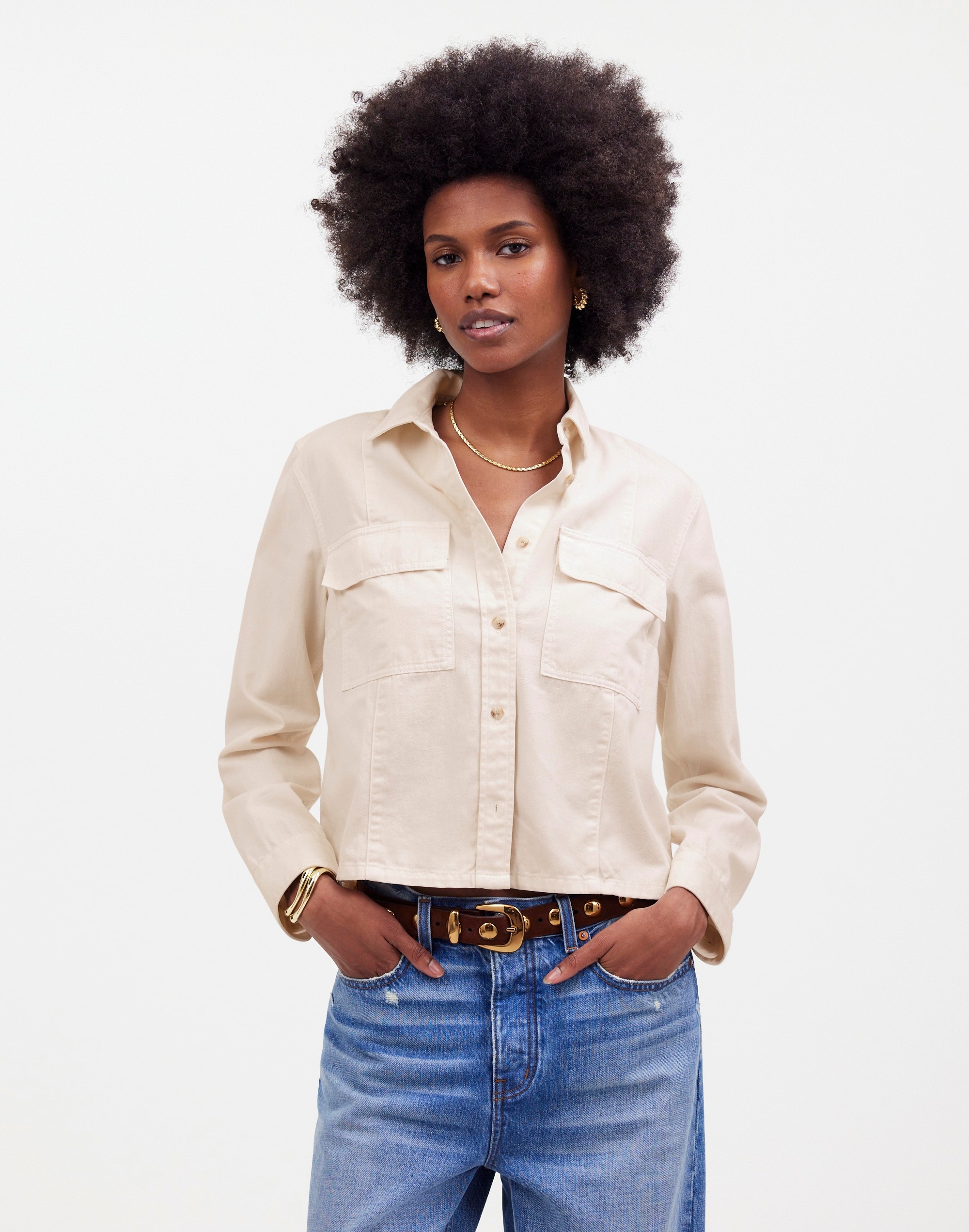 Pintucked Long-Sleeve Shirt in Chino | Madewell