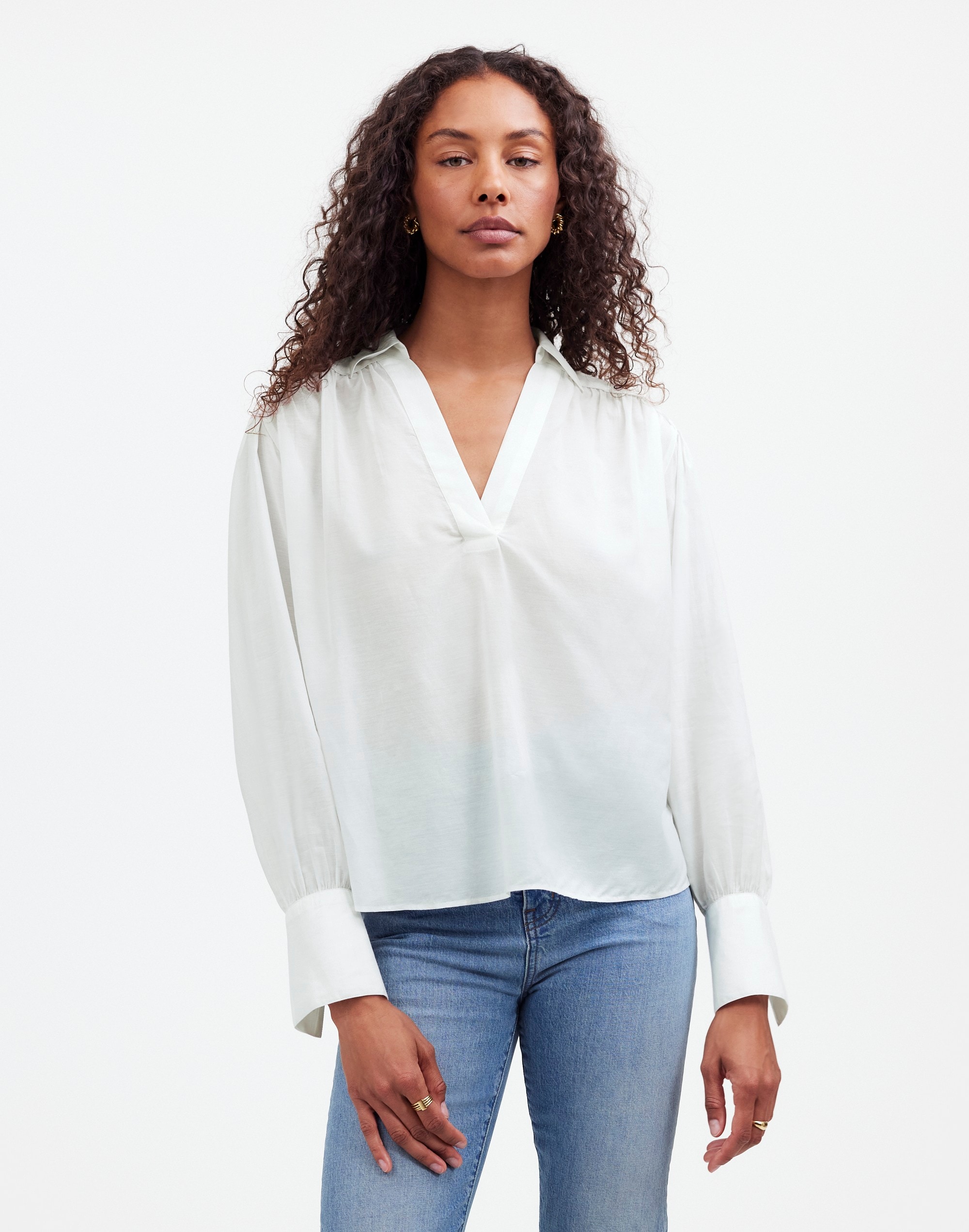 Easy Long-Sleeve Popover Shirt | Madewell