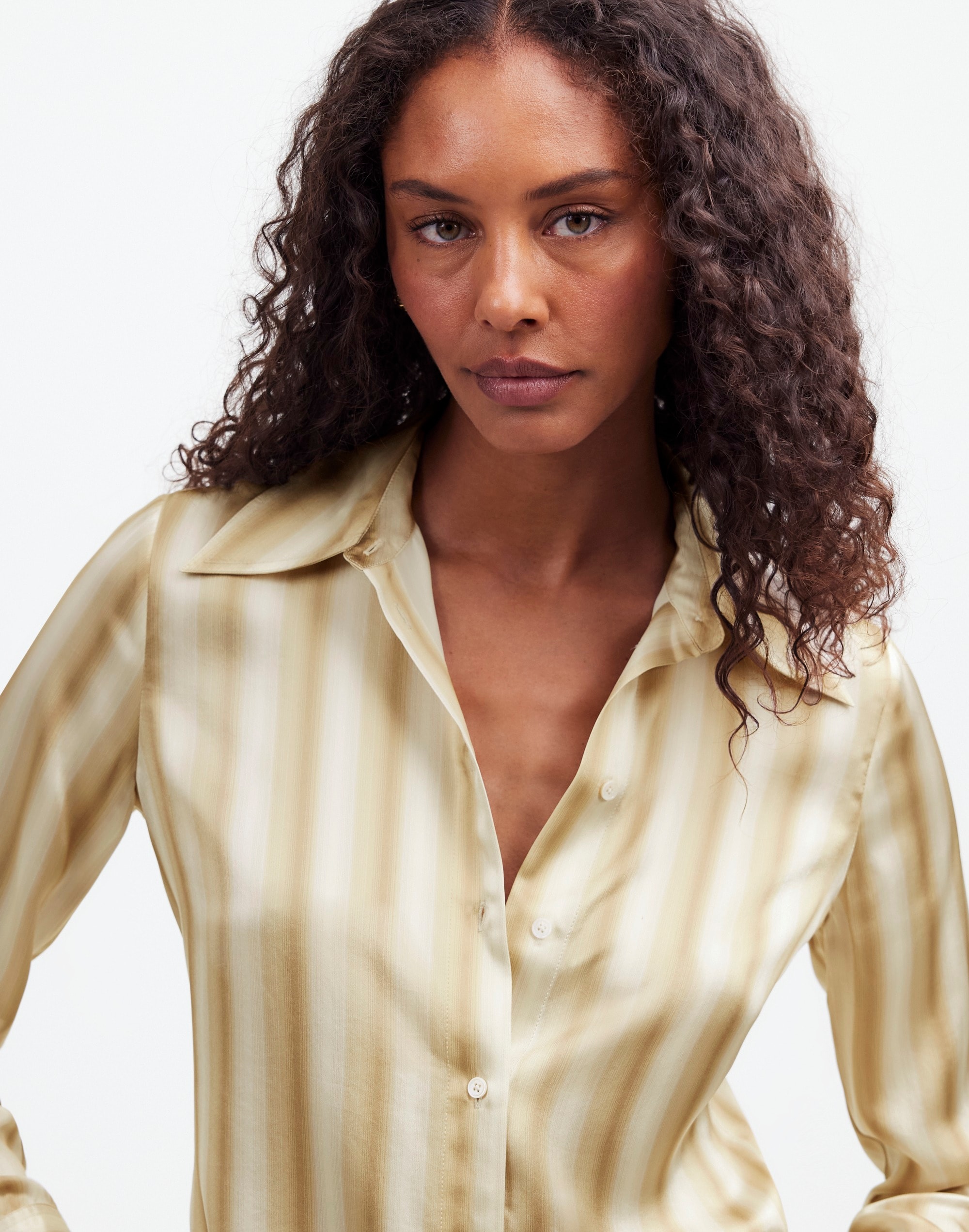 Slim Button-Up Shirt Stripe Silk | Madewell