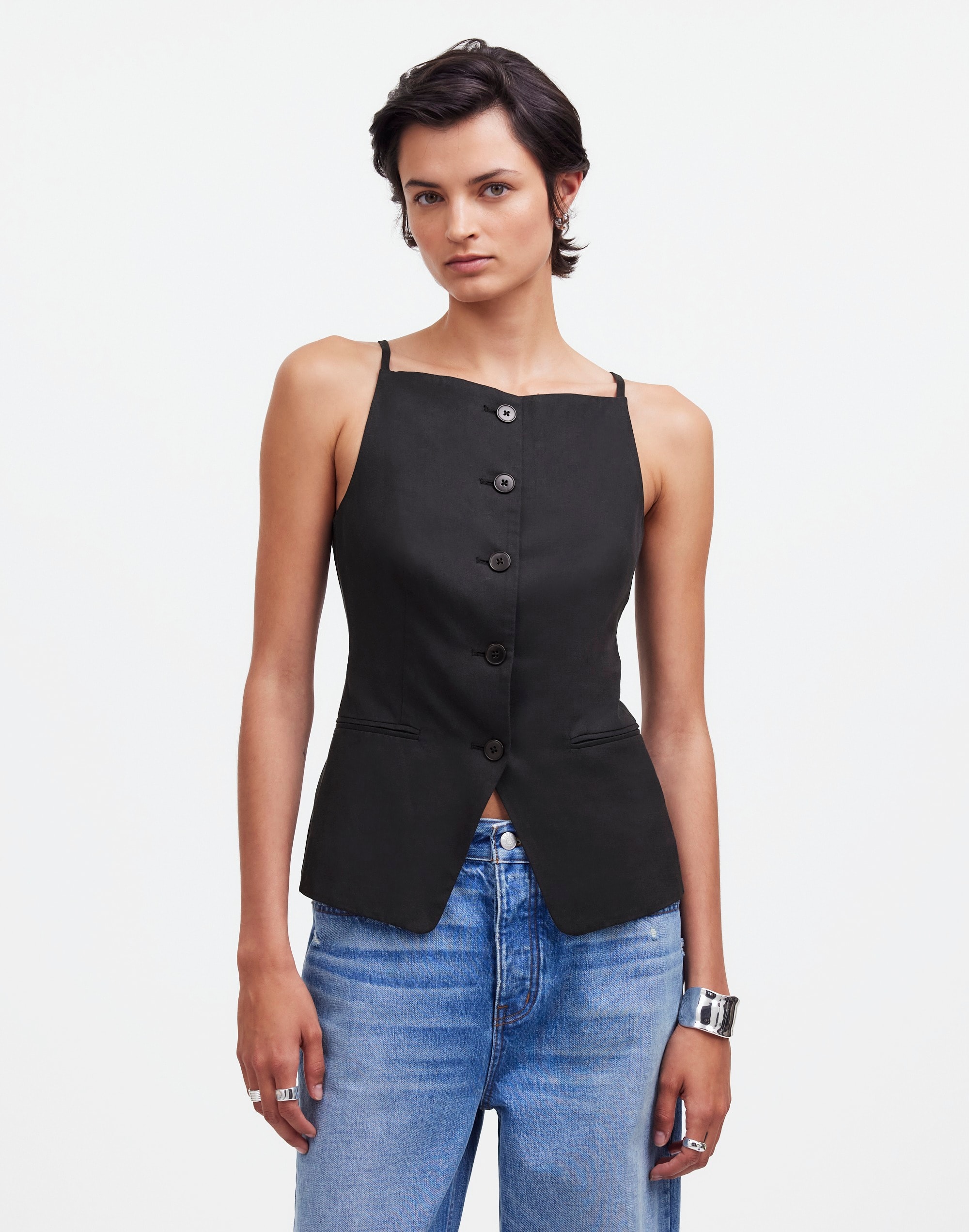 Square-Neck Vest Drapey Twill | Madewell